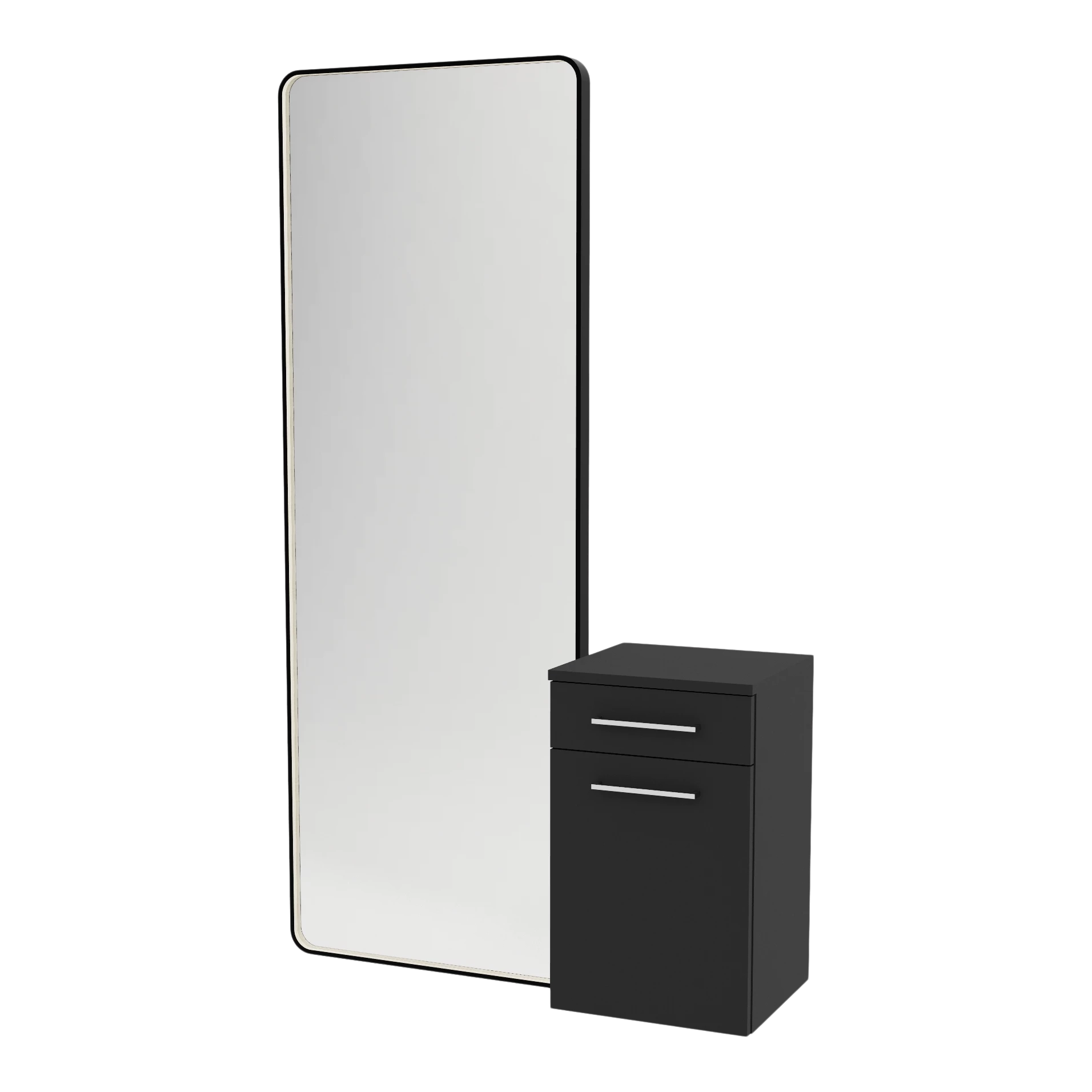 Glo Wall Mount Styling Station with Tilt-out Appliance Holder and Black Full-Length Rectangle Westin Mirror