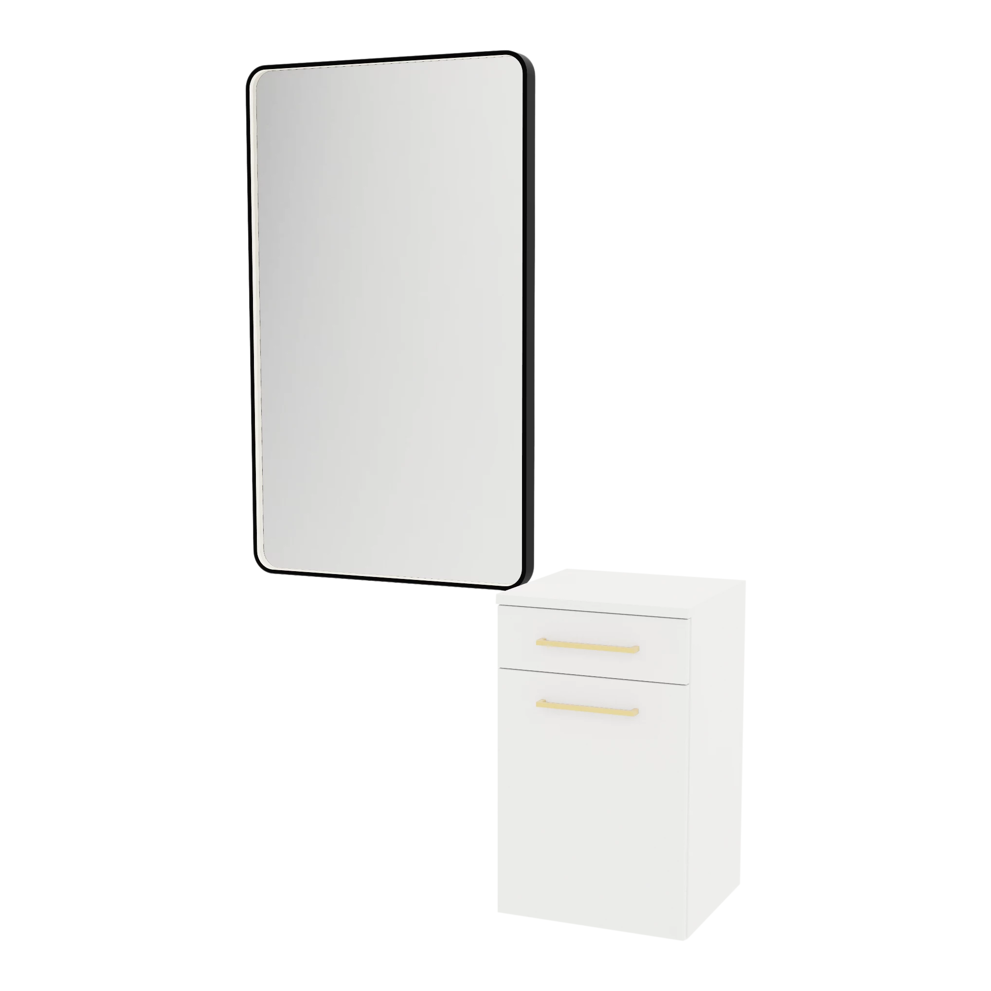 Glo Wall Mount Styling Station with Tilt-out Appliance Holder and Black Rectangle Westin Mirror