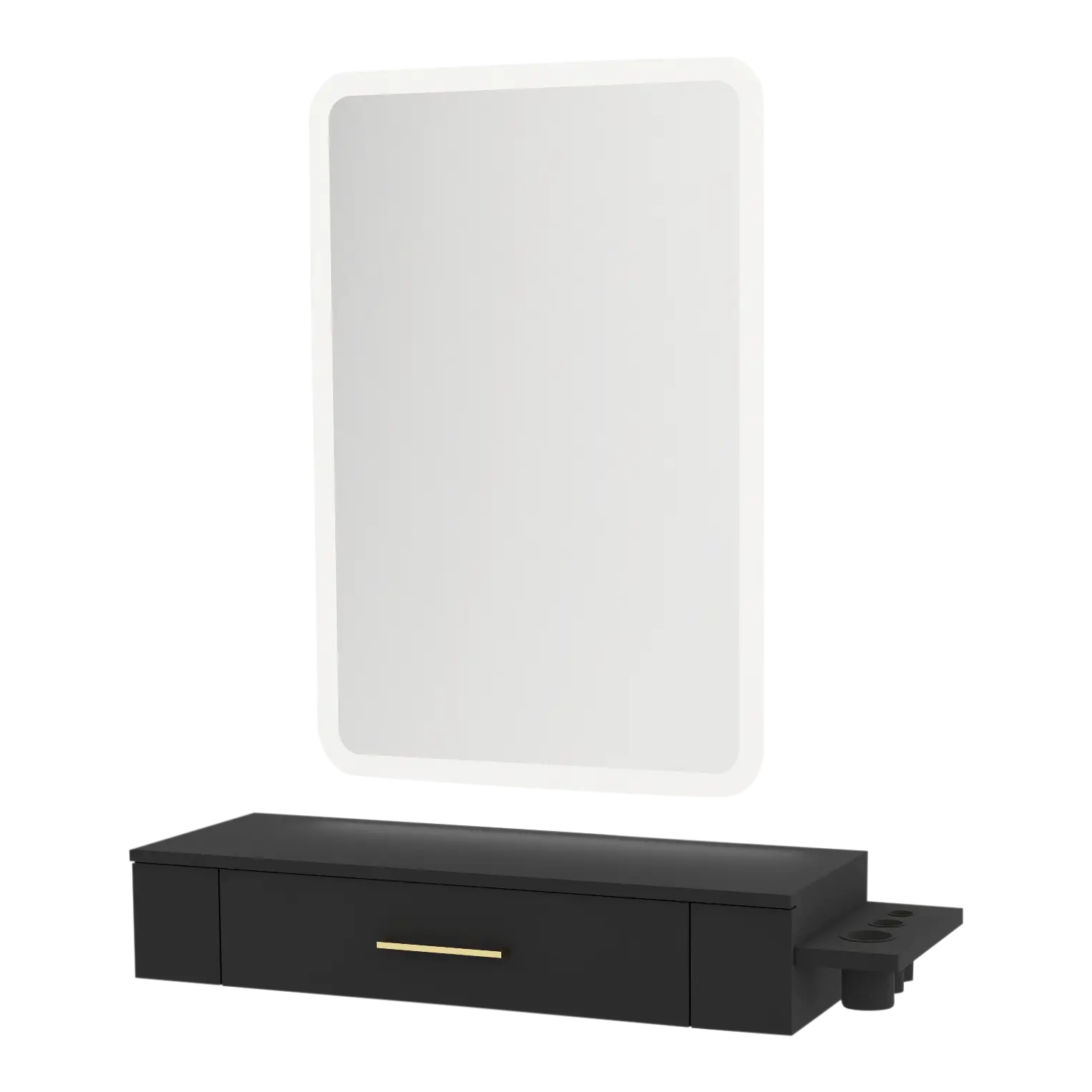 Nova Wall Mount Styling Station with Side-Mount Appliance Holder and Illuminate LED Mirror