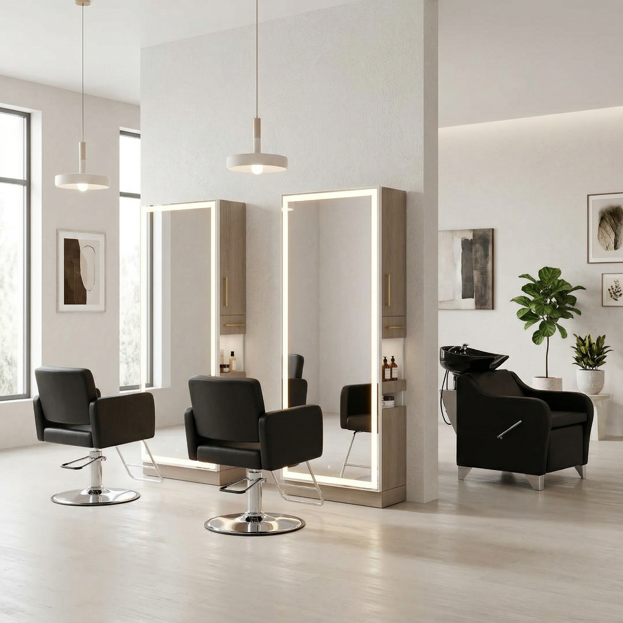 Salon Package L - Double Operator - Glo Styling Station, Atticus Styling Chair, Malia Shampoo Shuttle