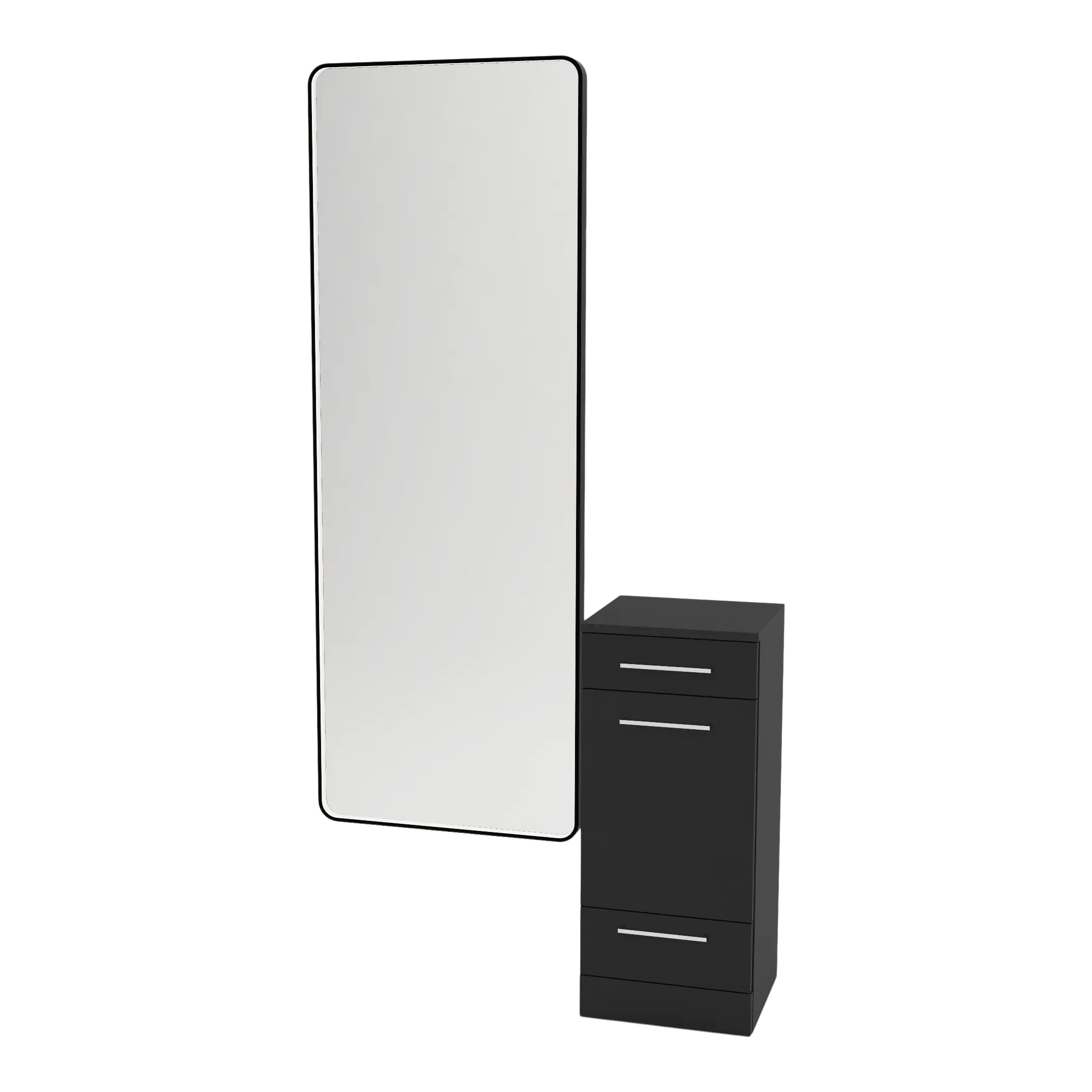 Rococo Mobile Styling Station with Tilt-out Appliance Holder and Black Full-Length Rectangle Westin Mirror