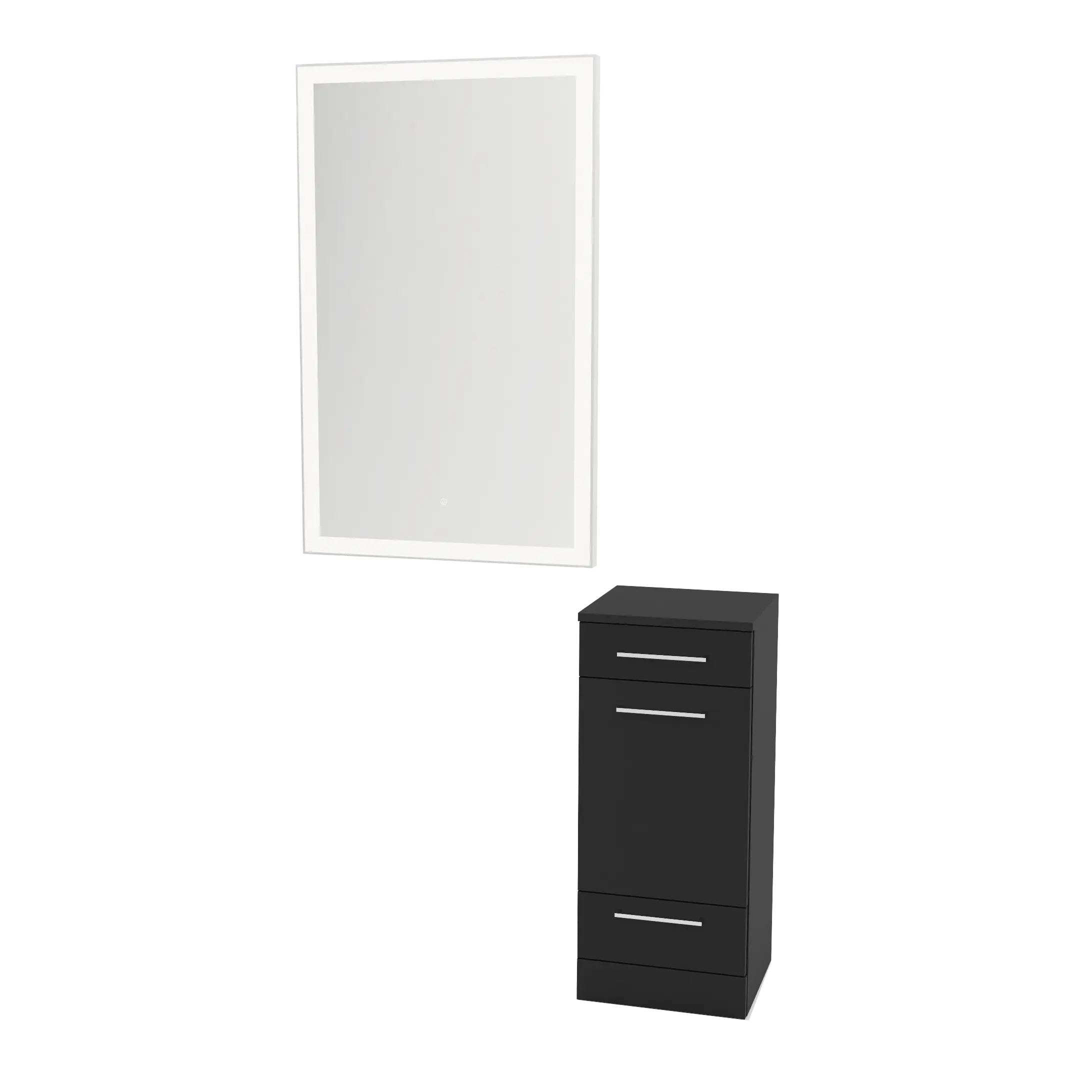 Rococo Mobile Styling Station with Tilt-out Appliance Holder and Silver Rectangle Glo Mirror