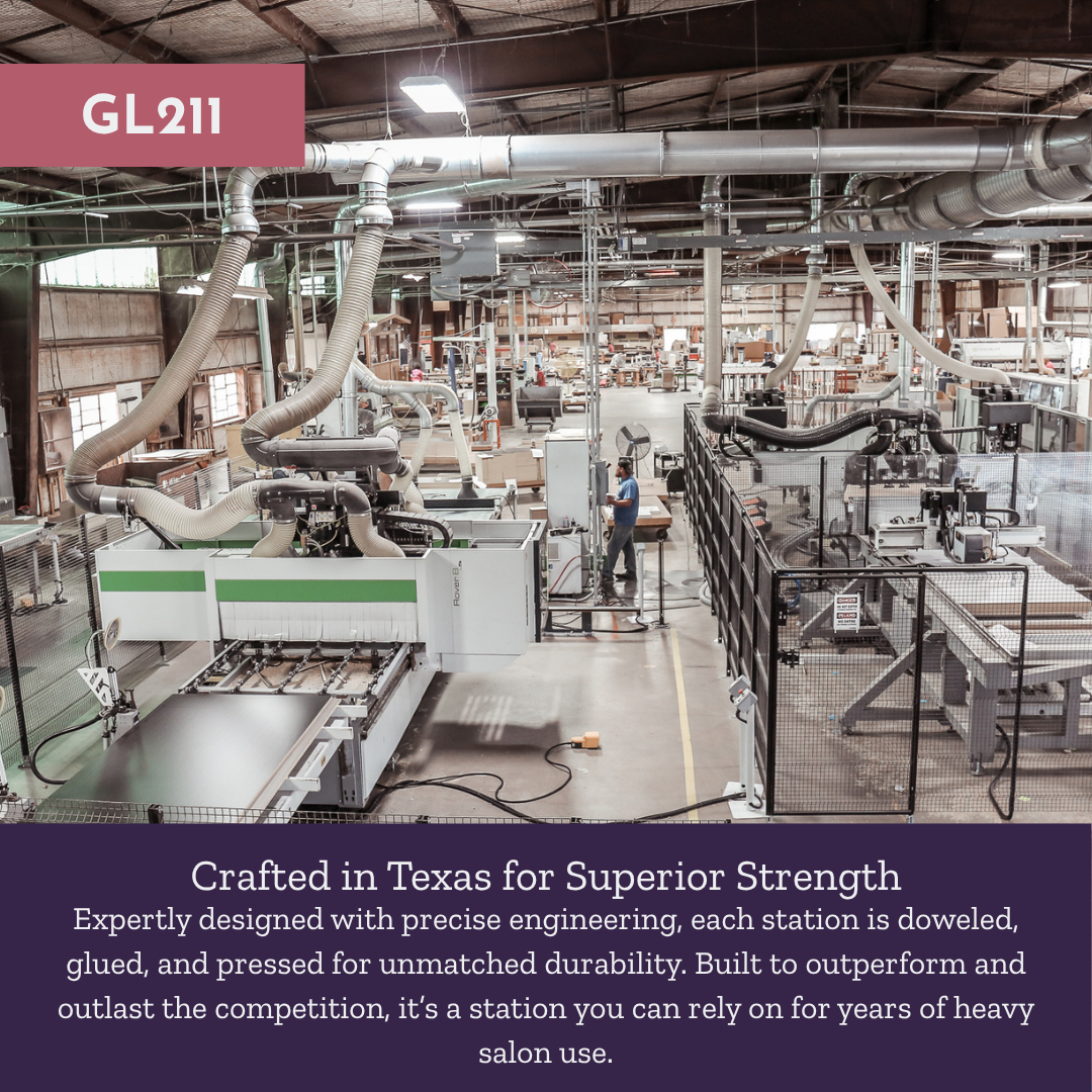 Glo Wall Mount Styling Station with Nestled Appliance Holder and Black Rectangle Westin Mirror