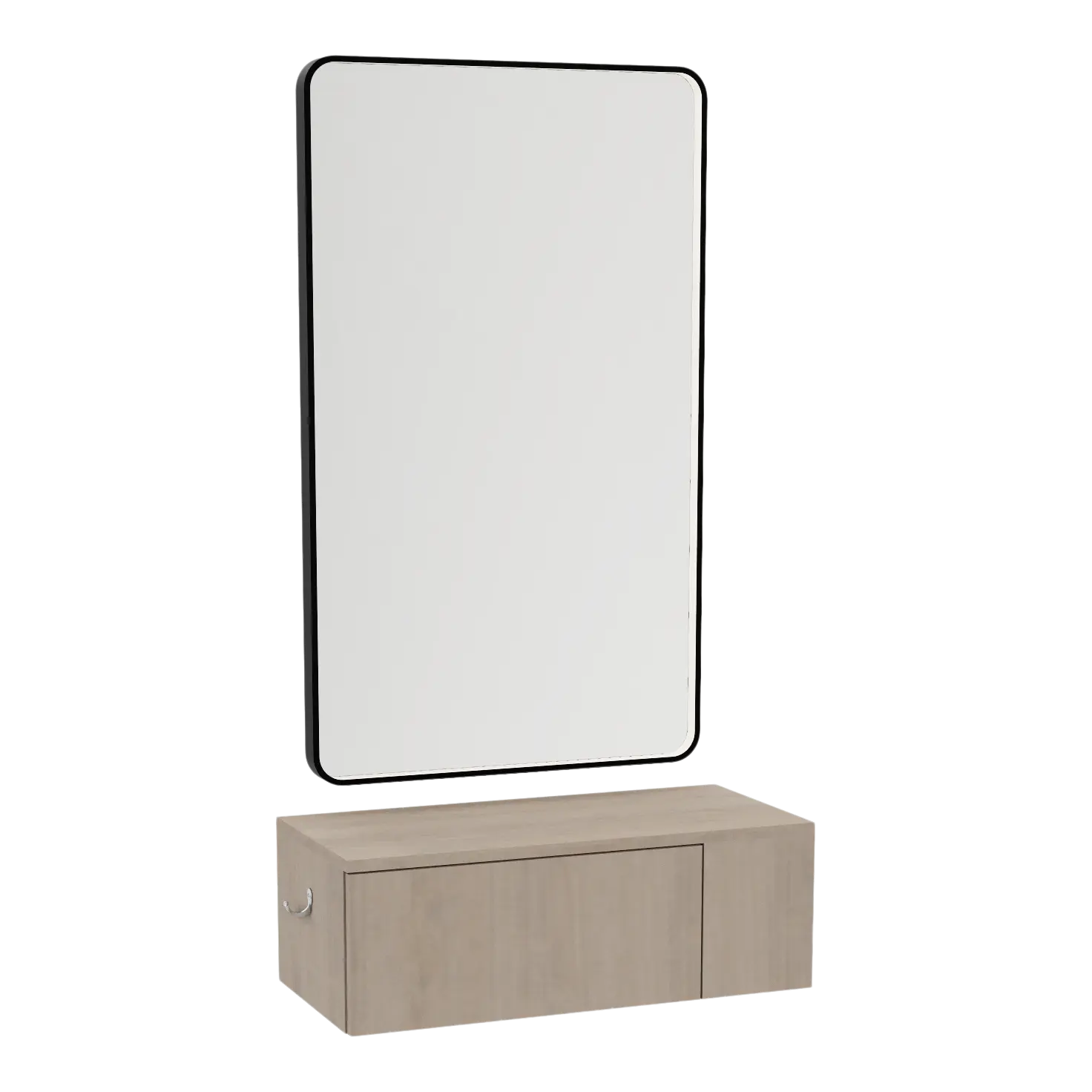 Glo Wall Mount Styling Station with Concealed Appliance Holder and Black Rectangle Westin Mirror