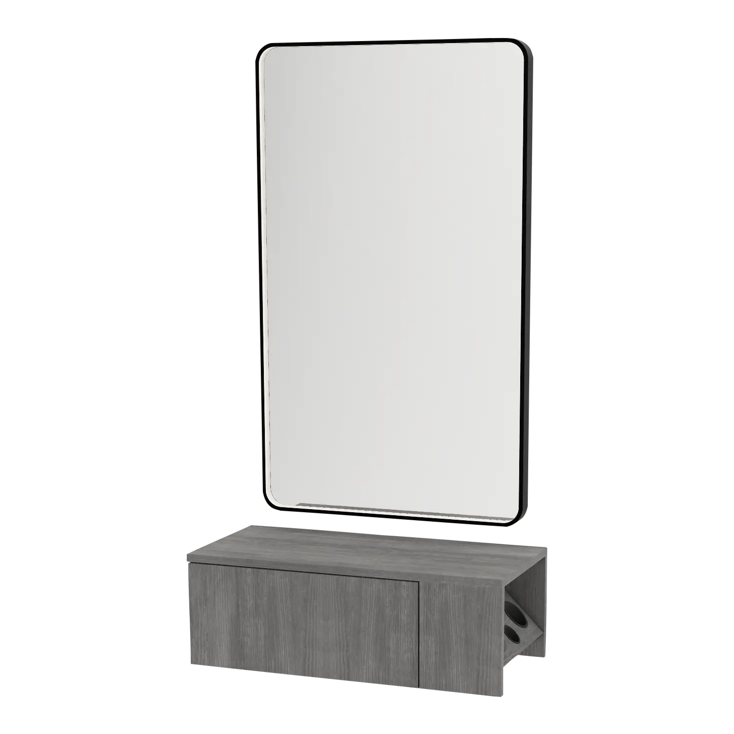 Glo Wall Mount Styling Station with Concealed Appliance Holder and Black Rectangle Westin Mirror