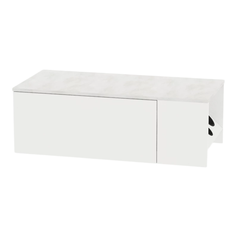 Glo Wall Mount Styling Station with Concealed Appliance Holder and Solid Surface Countertop (Cabinet Only)