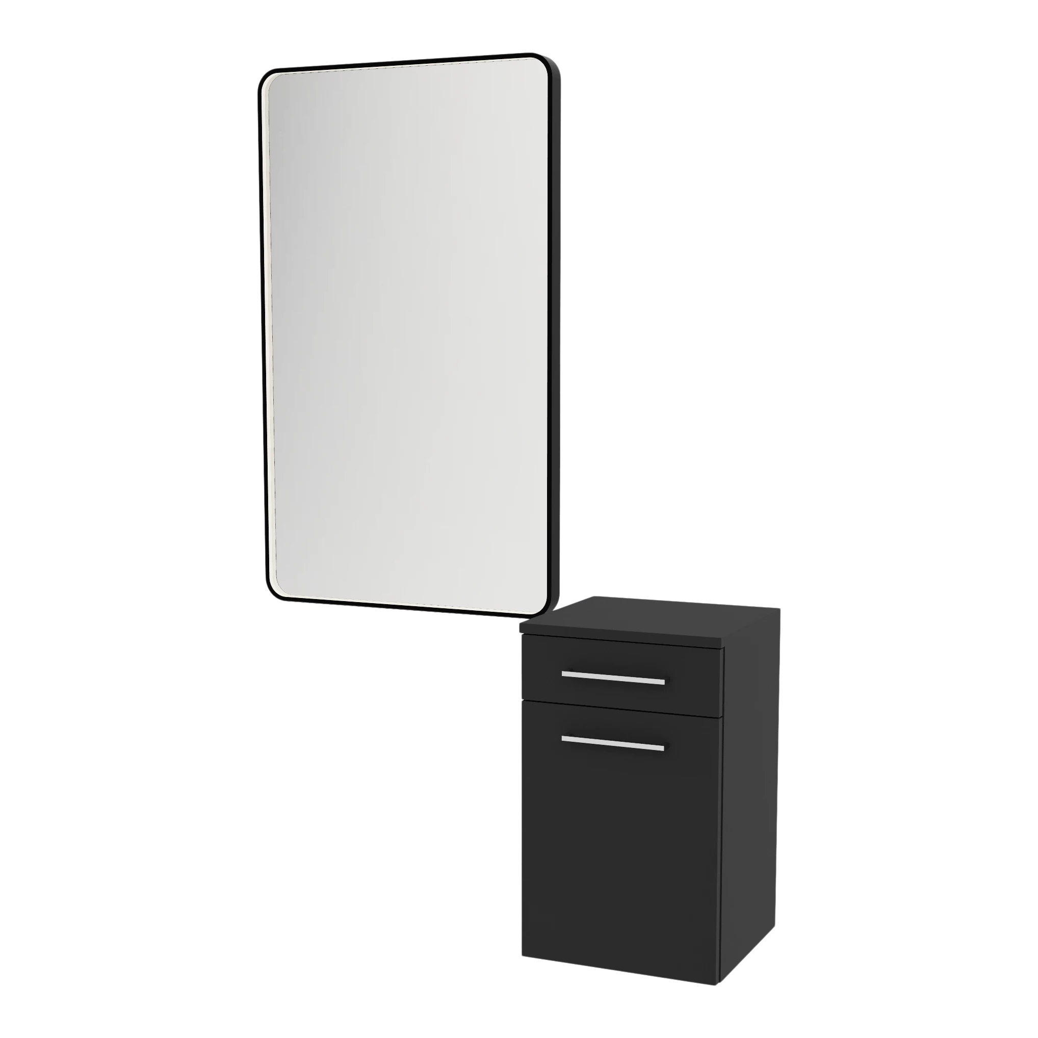 Glo Wall Mount Styling Station with Tilt-out Appliance Holder and Black Rectangle Westin Mirror