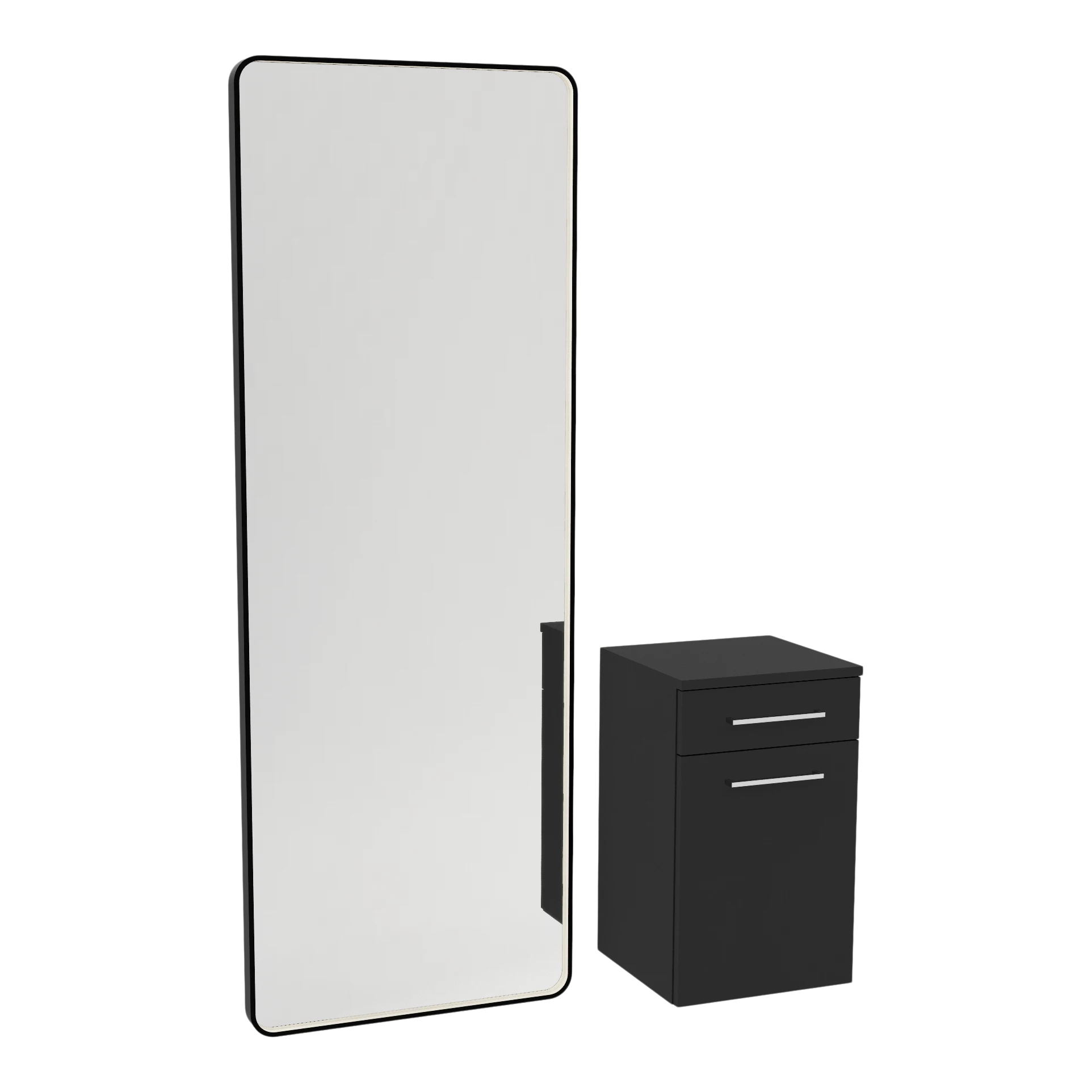 Glo Wall Mount Styling Station with Tilt-out Appliance Holder and Black Full-Length Rectangle Westin Mirror