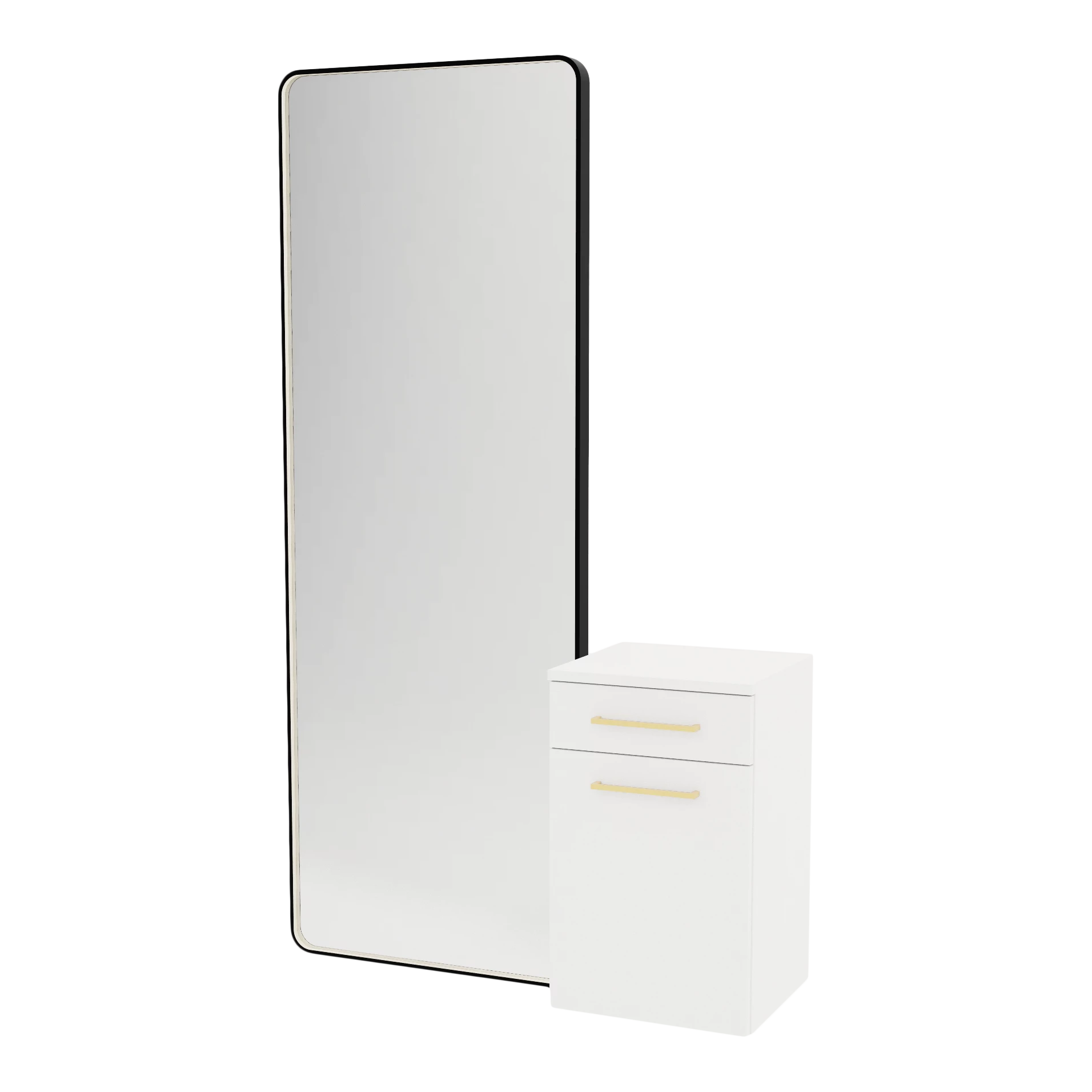 Glo Wall Mount Styling Station with Tilt-out Appliance Holder and Black Full-Length Rectangle Westin Mirror