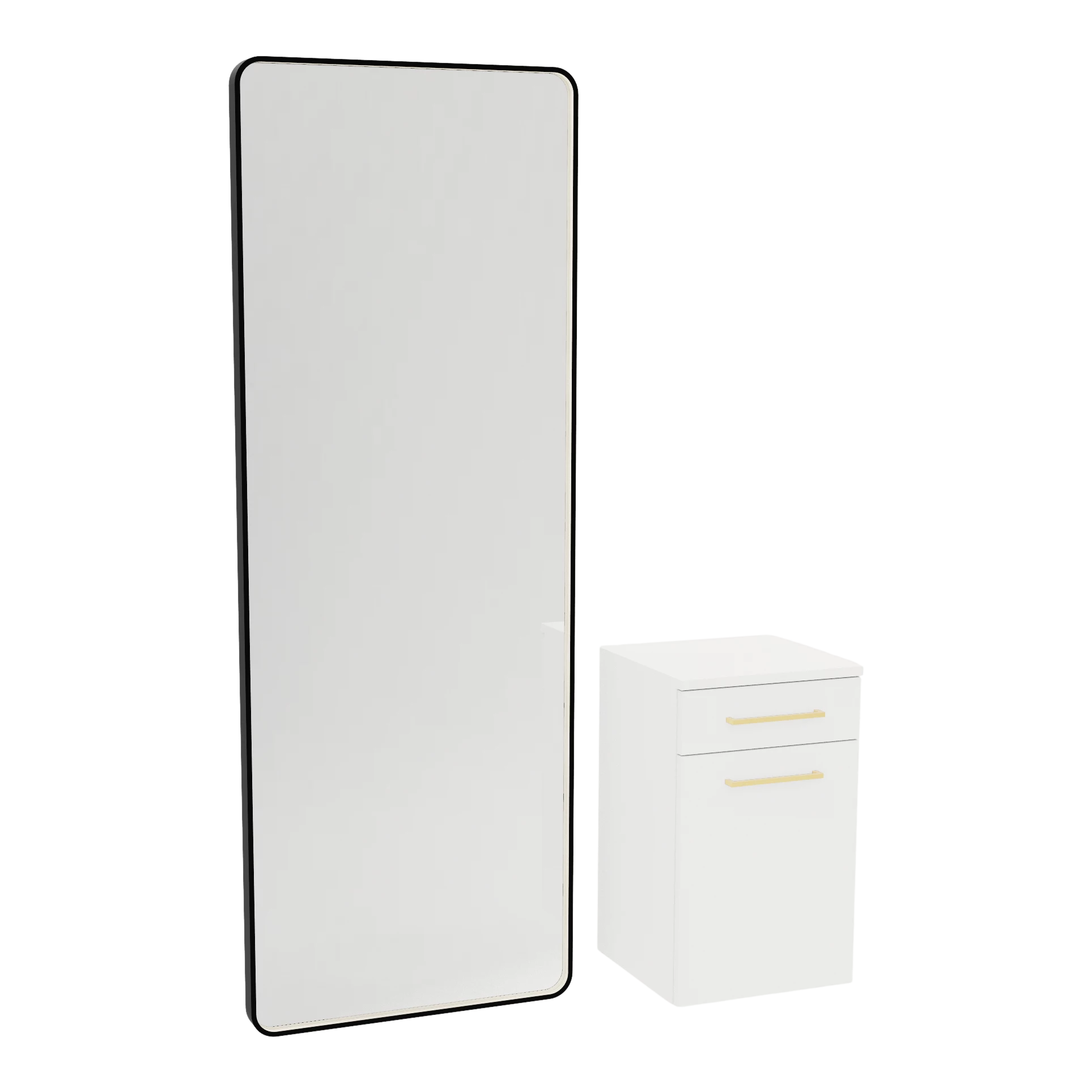 Glo Wall Mount Styling Station with Tilt-out Appliance Holder and Black Full-Length Rectangle Westin Mirror