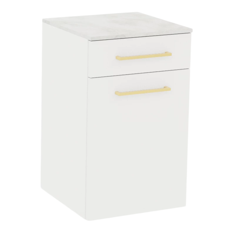 Glo Wall Mount Styling Station with Tilt-out Appliance Holder and Solid Surface Countertop (Cabinet Only)