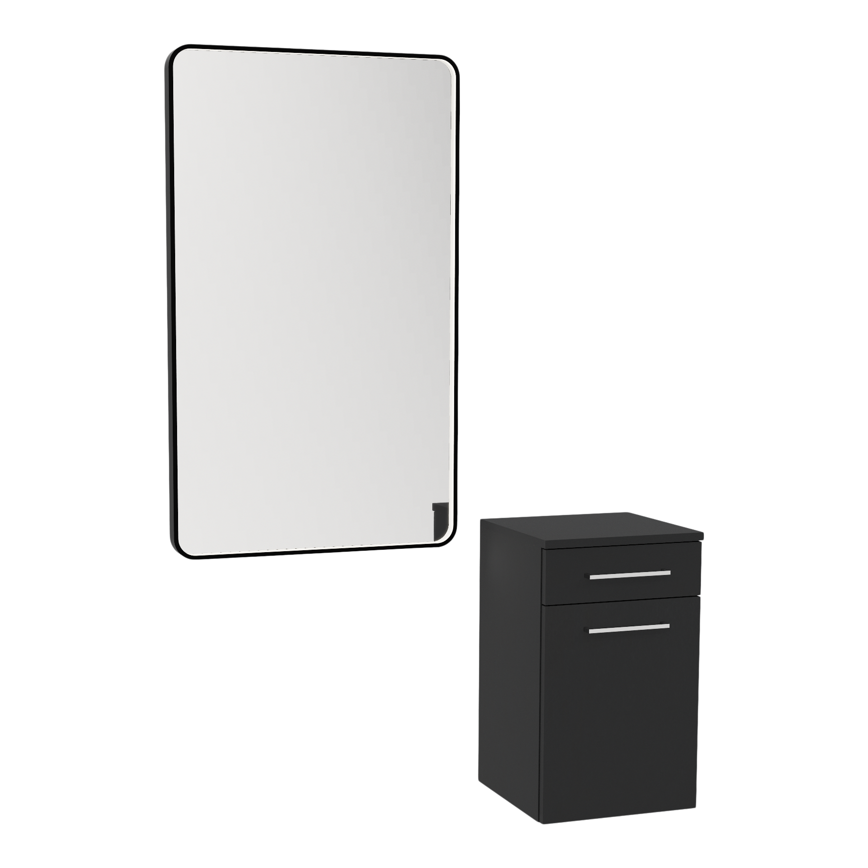 Glo Wall Mount Styling Station with Tilt-out Appliance Holder and Black Rectangle Westin Mirror