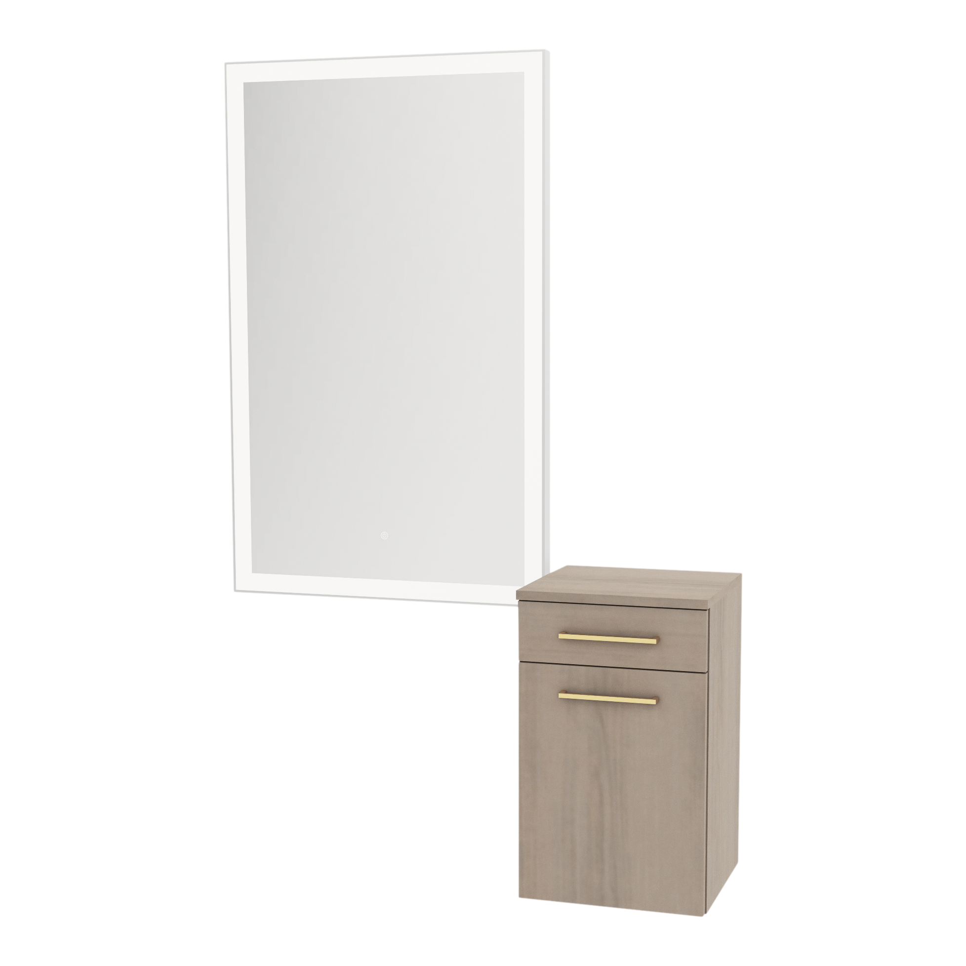 Glo Wall Mount Styling Station with Tilt-out Appliance Holder and Silver Rectangle Glo Mirror