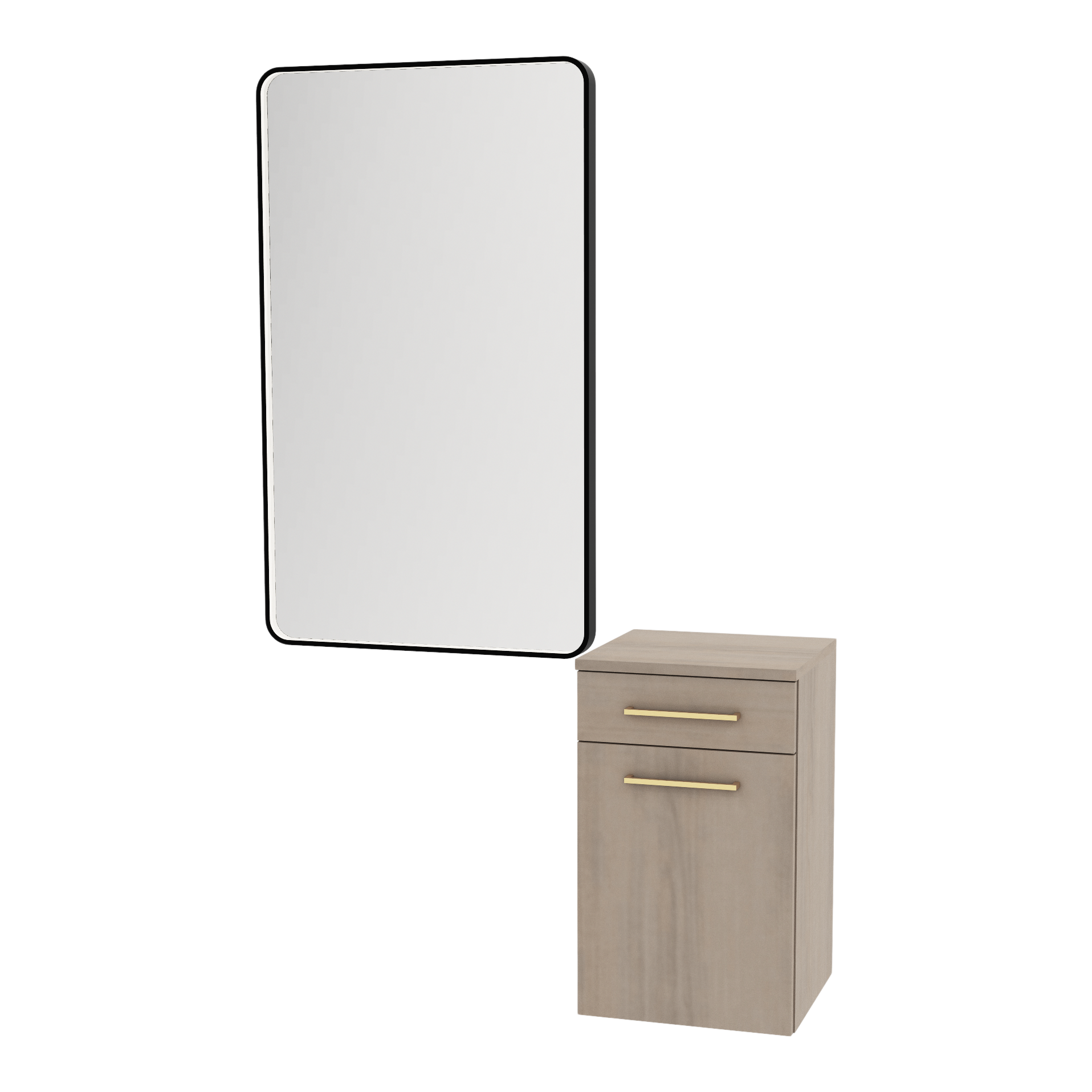 Glo Wall Mount Styling Station with Tilt-out Appliance Holder and Black Rectangle Westin Mirror