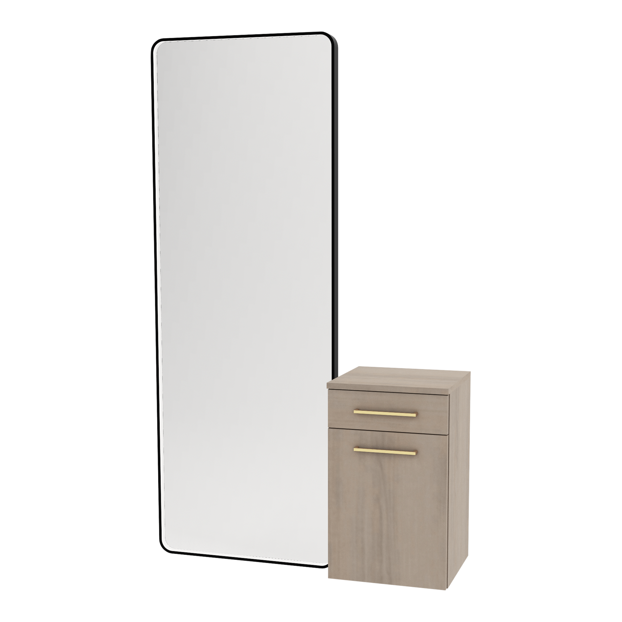 Glo Wall Mount Styling Station with Tilt-out Appliance Holder and Black Full-Length Rectangle Westin Mirror