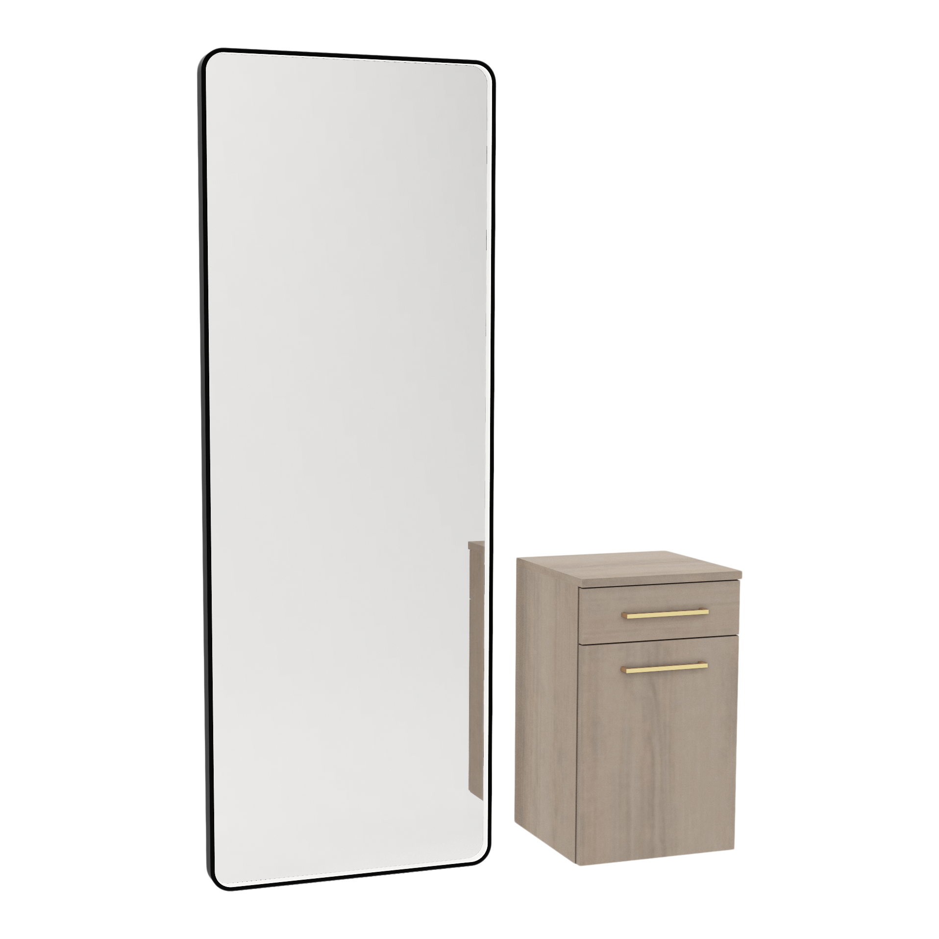 Glo Wall Mount Styling Station with Tilt-out Appliance Holder and Black Full-Length Rectangle Westin Mirror