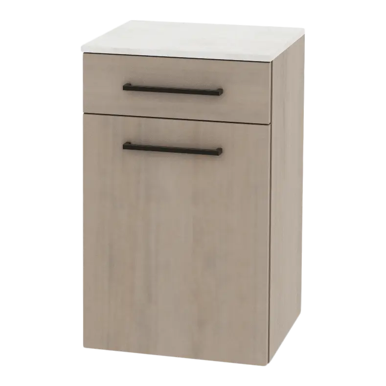 Glo Wall Mount Styling Station with Tilt-out Appliance Holder and Solid Surface Countertop (Cabinet Only)