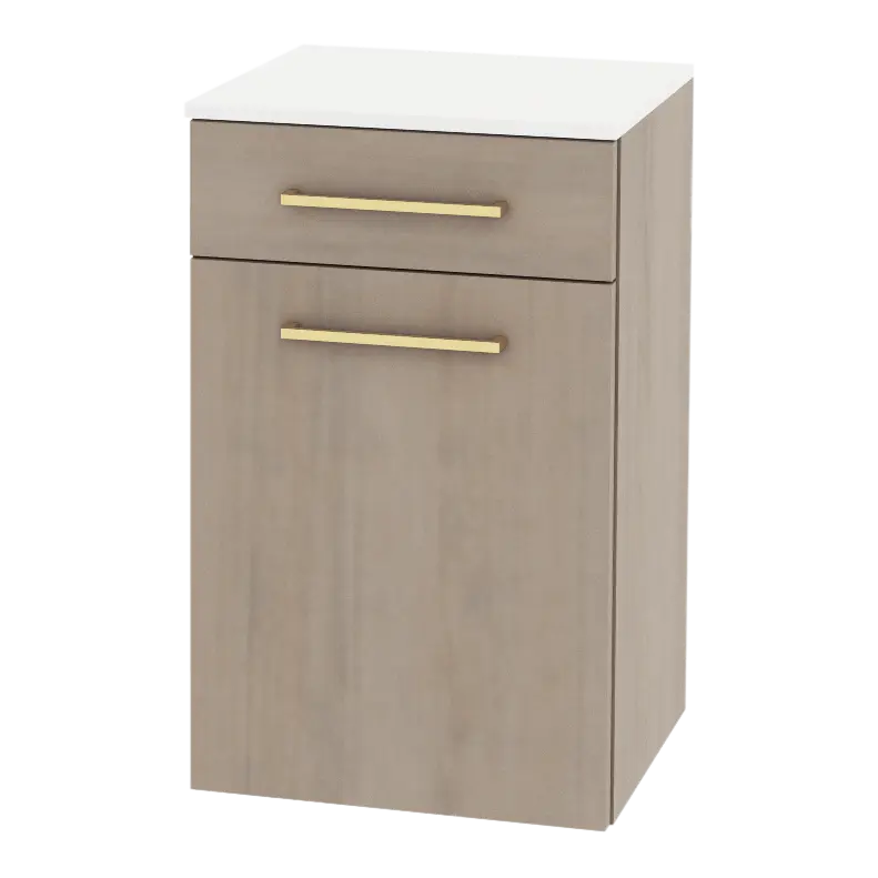 Glo Wall Mount Styling Station with Tilt-out Appliance Holder and Solid Surface Countertop (Cabinet Only)