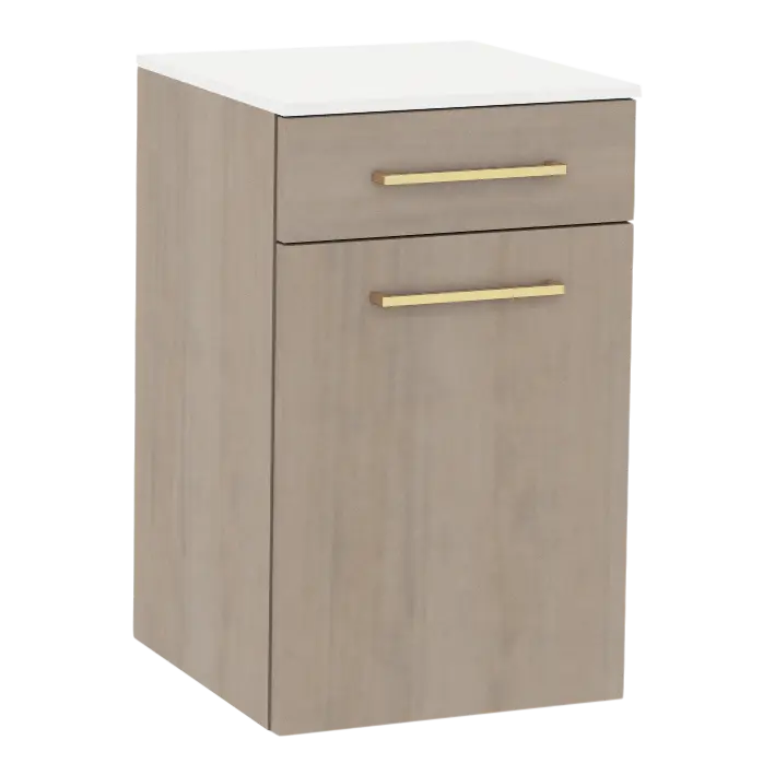 Glo Wall Mount Styling Station with Tilt-out Appliance Holder and Solid Surface Countertop (Cabinet Only)