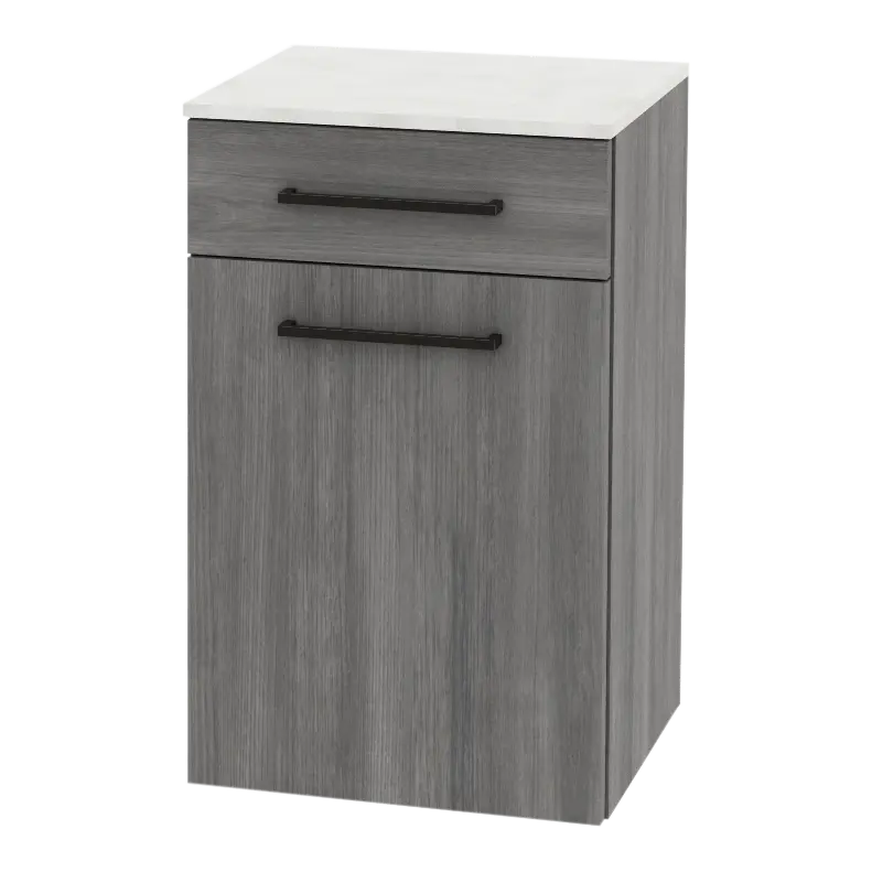 Glo Wall Mount Styling Station with Tilt-out Appliance Holder and Solid Surface Countertop (Cabinet Only)