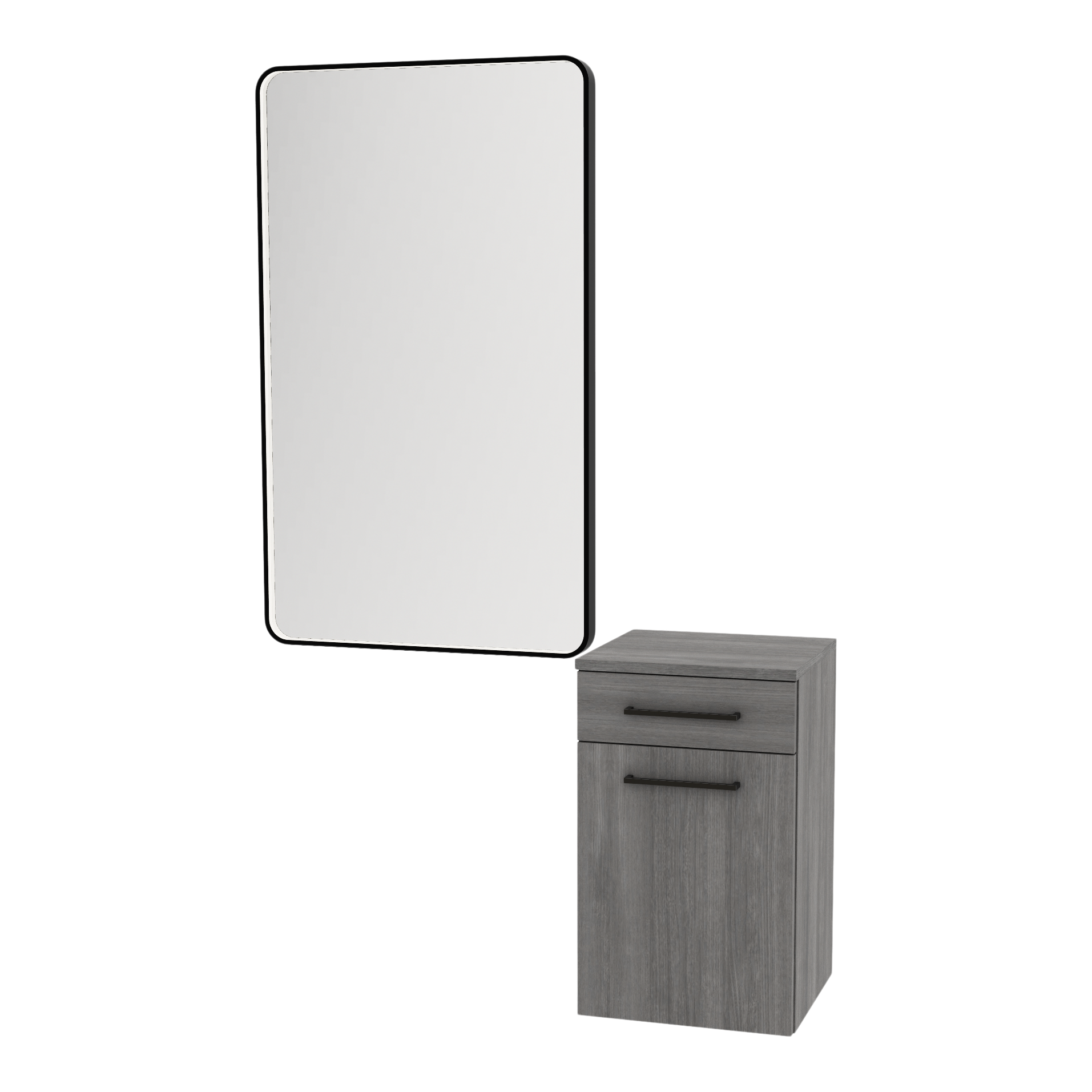 Glo Wall Mount Styling Station with Tilt-out Appliance Holder and Black Rectangle Westin Mirror