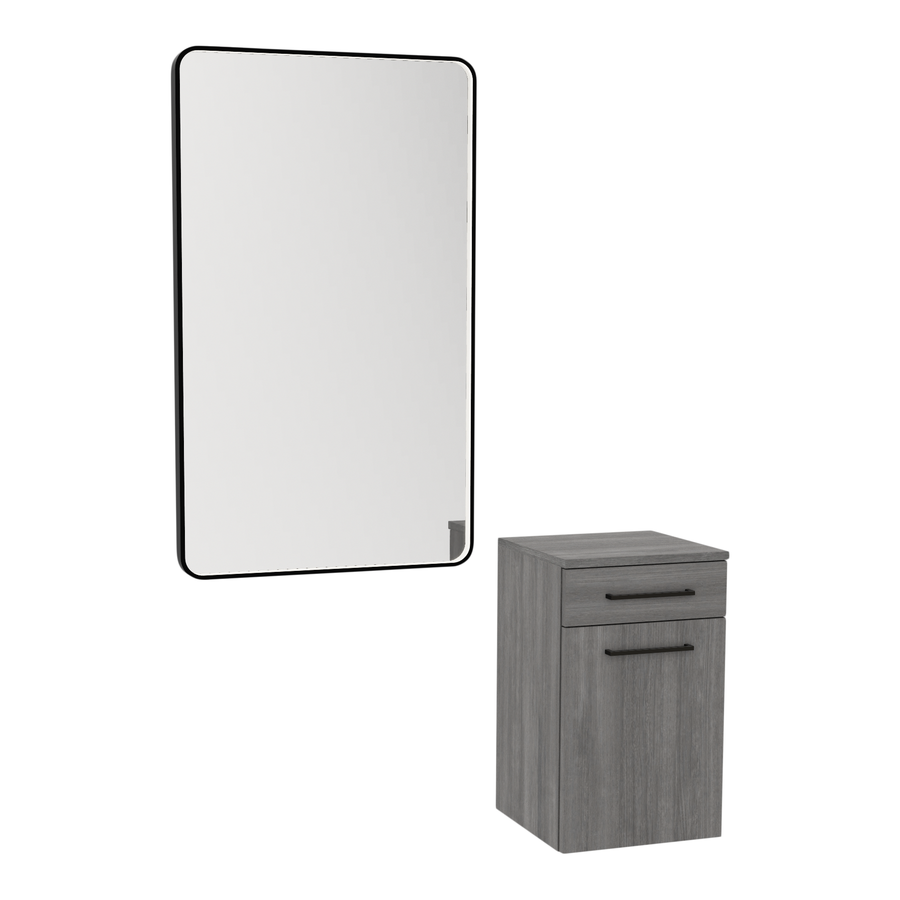 Glo Wall Mount Styling Station with Tilt-out Appliance Holder and Black Rectangle Westin Mirror