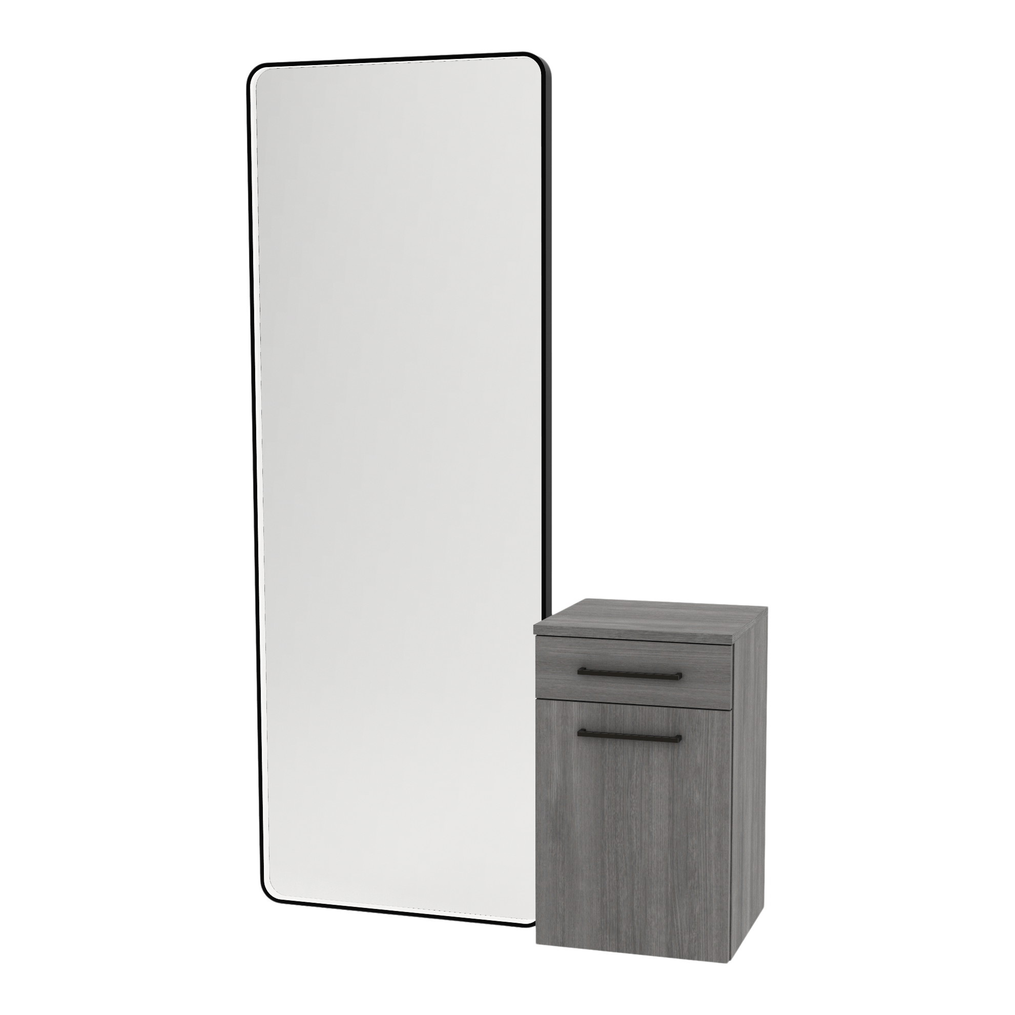 Glo Wall Mount Styling Station with Tilt-out Appliance Holder and Black Full-Length Rectangle Westin Mirror