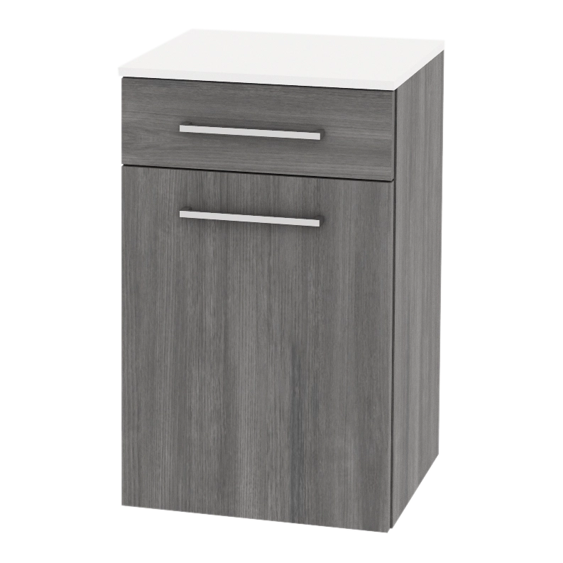 Glo Wall Mount Styling Station with Tilt-out Appliance Holder and Solid Surface Countertop (Cabinet Only)