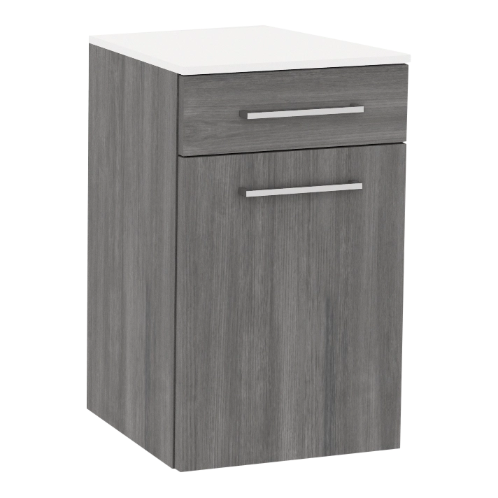 Glo Wall Mount Styling Station with Tilt-out Appliance Holder and Solid Surface Countertop (Cabinet Only)