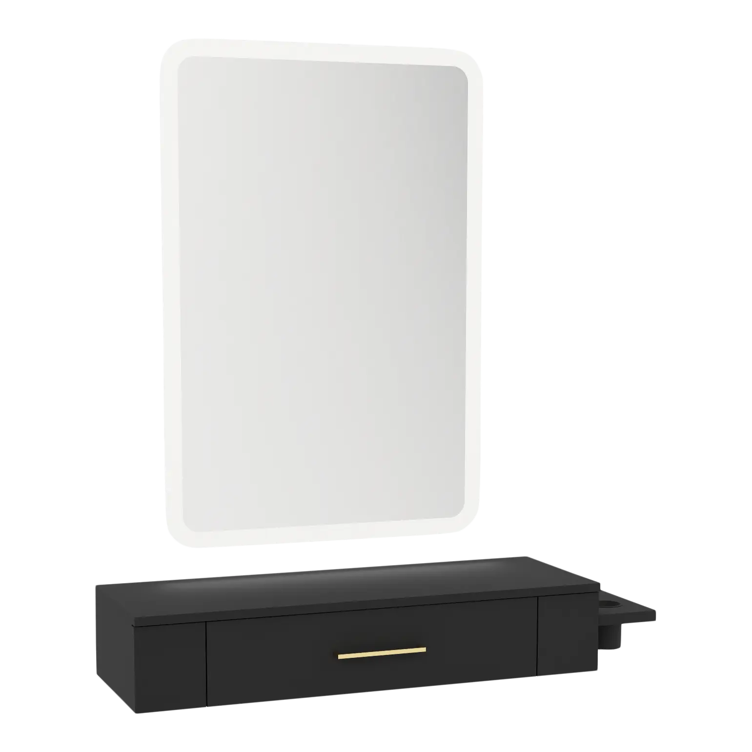 Nova Wall Mount Styling Station with Side-Mount Appliance Holder and Illuminate LED Mirror