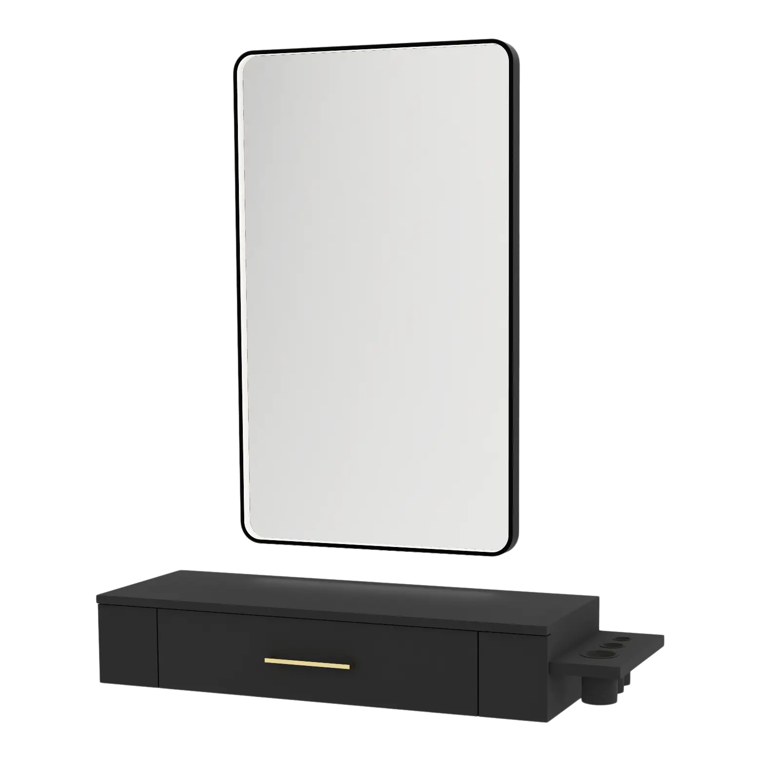 Nova Wall Mount Styling Station with Side-Mount Appliance Holder and Black Rectangle Westin Mirror