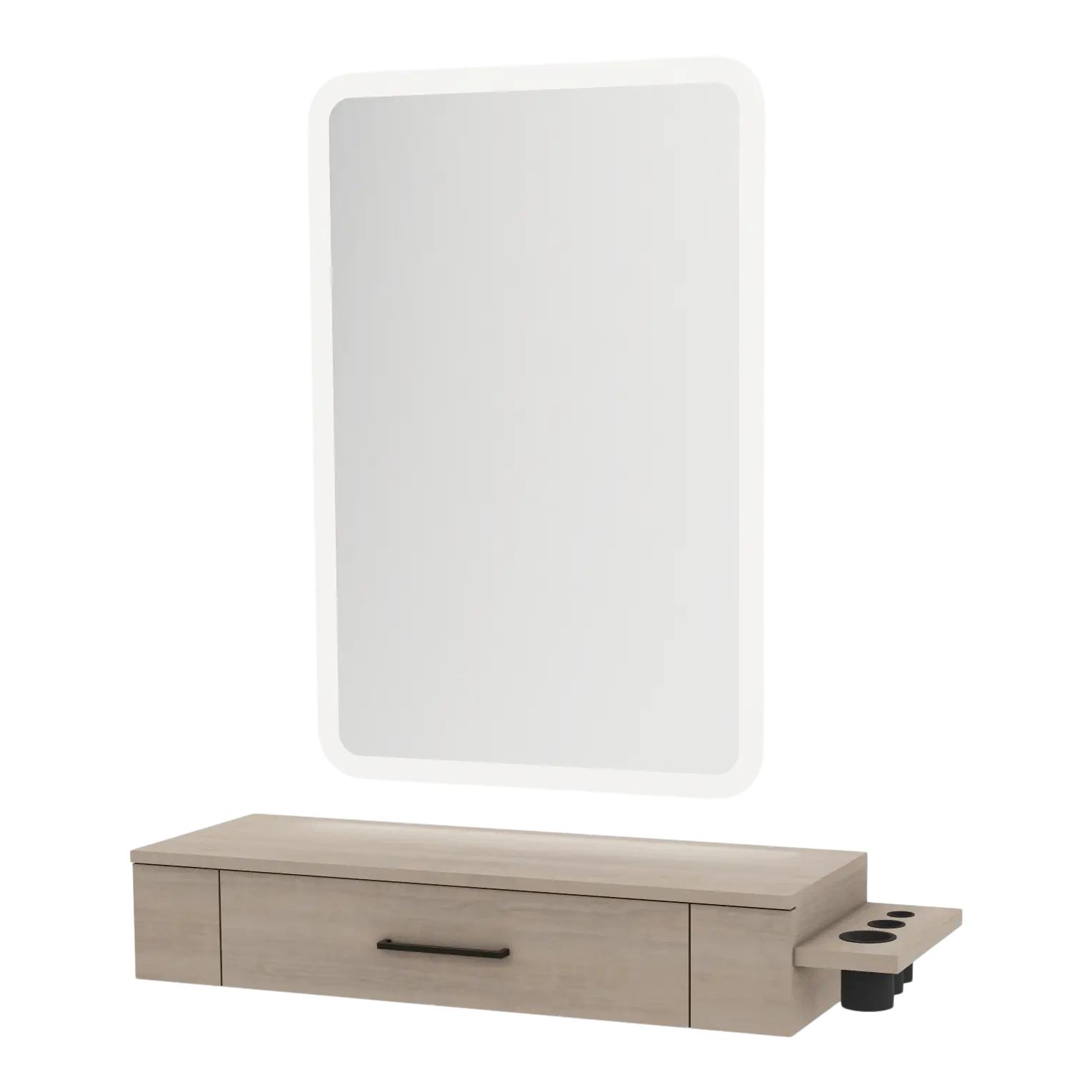 Nova Wall Mount Styling Station with Side-Mount Appliance Holder and Illuminate LED Mirror