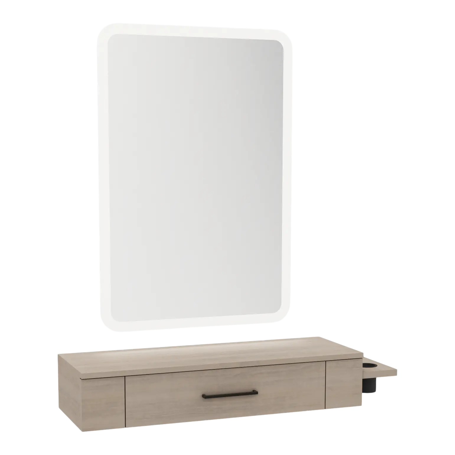 Nova Wall Mount Styling Station with Side-Mount Appliance Holder and Illuminate LED Mirror