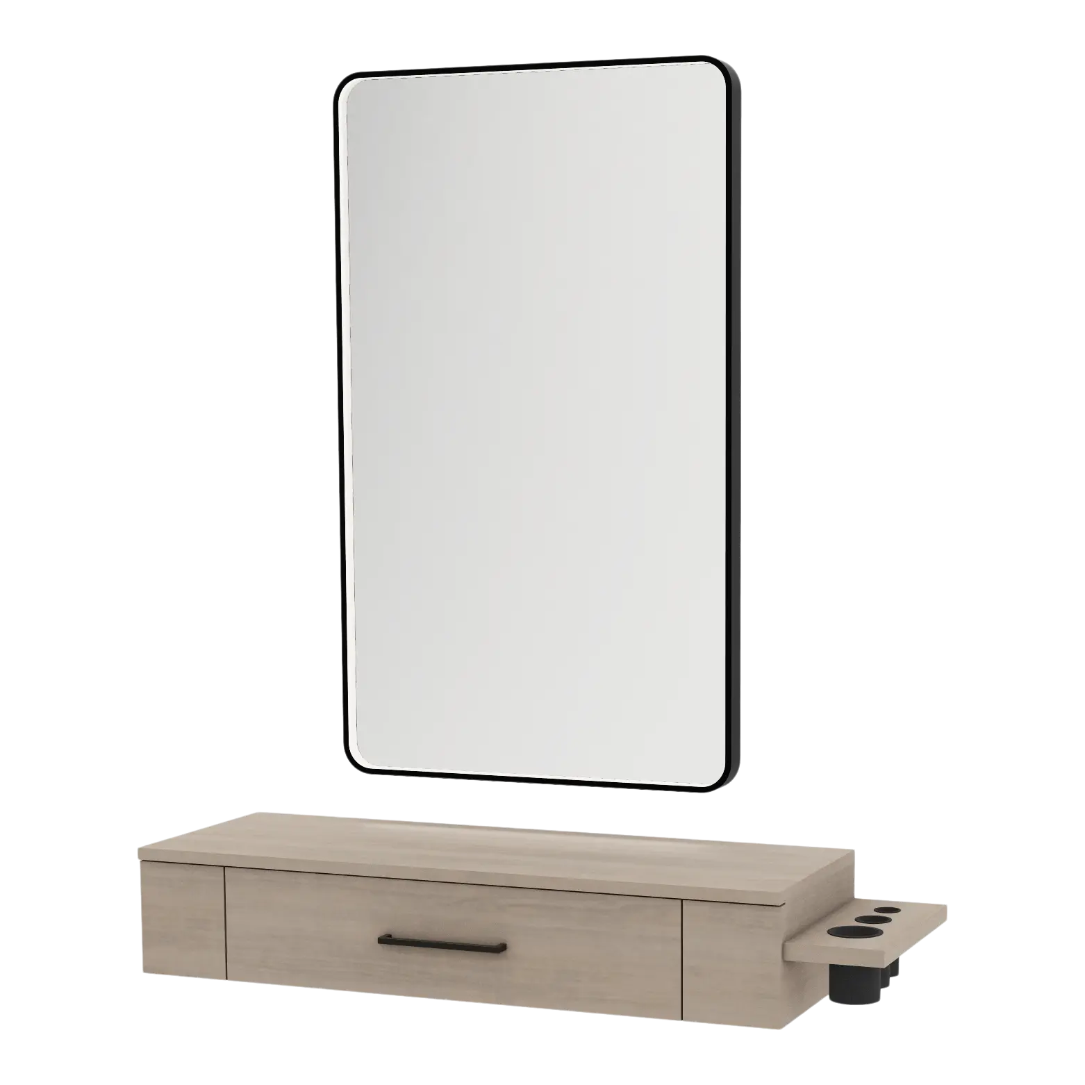 Nova Wall Mount Styling Station with Side-Mount Appliance Holder and Black Rectangle Westin Mirror