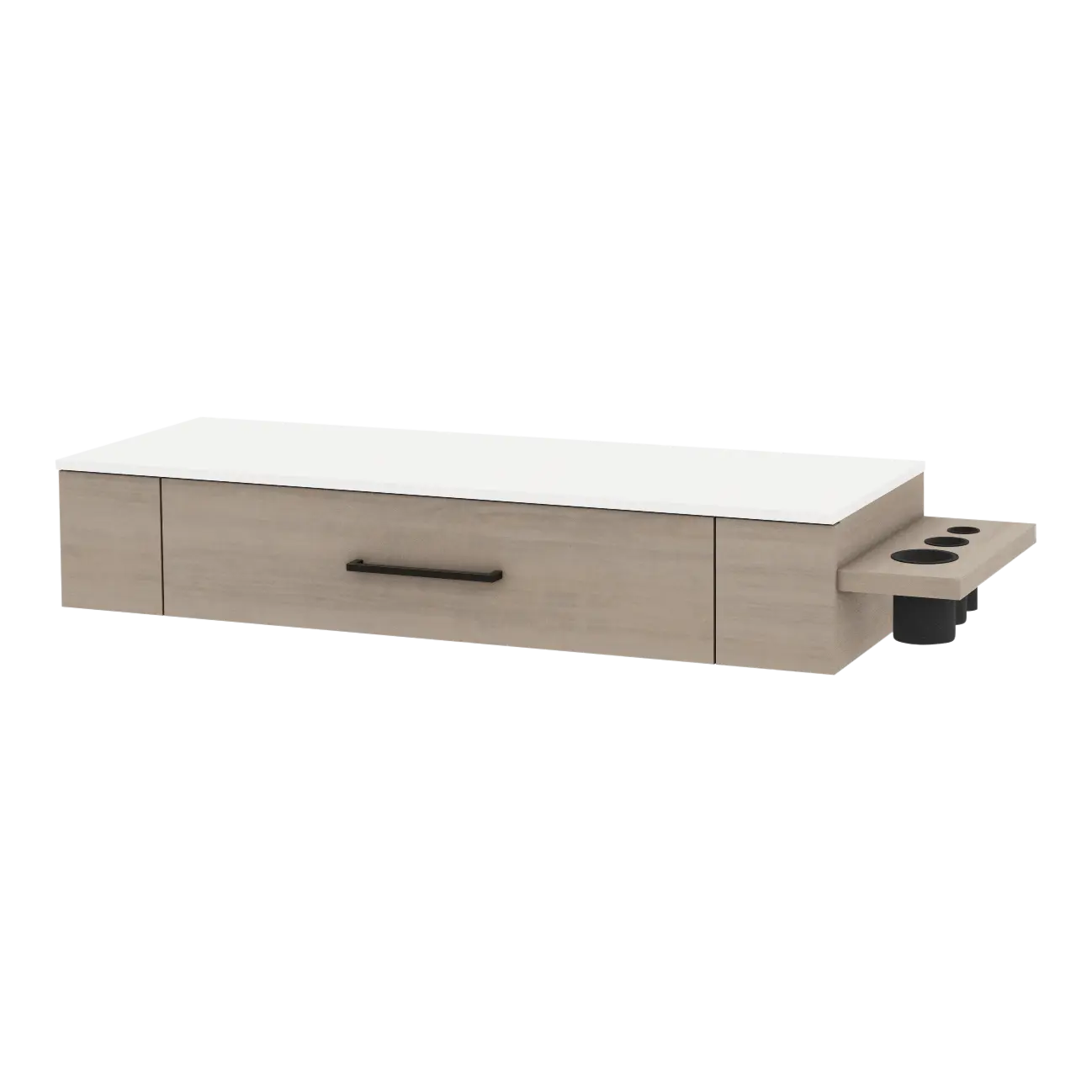 Nova Wall Mount Styling Station with Side-Mount Appliance Holder and Solid Surface Countertop (Cabinet Only)