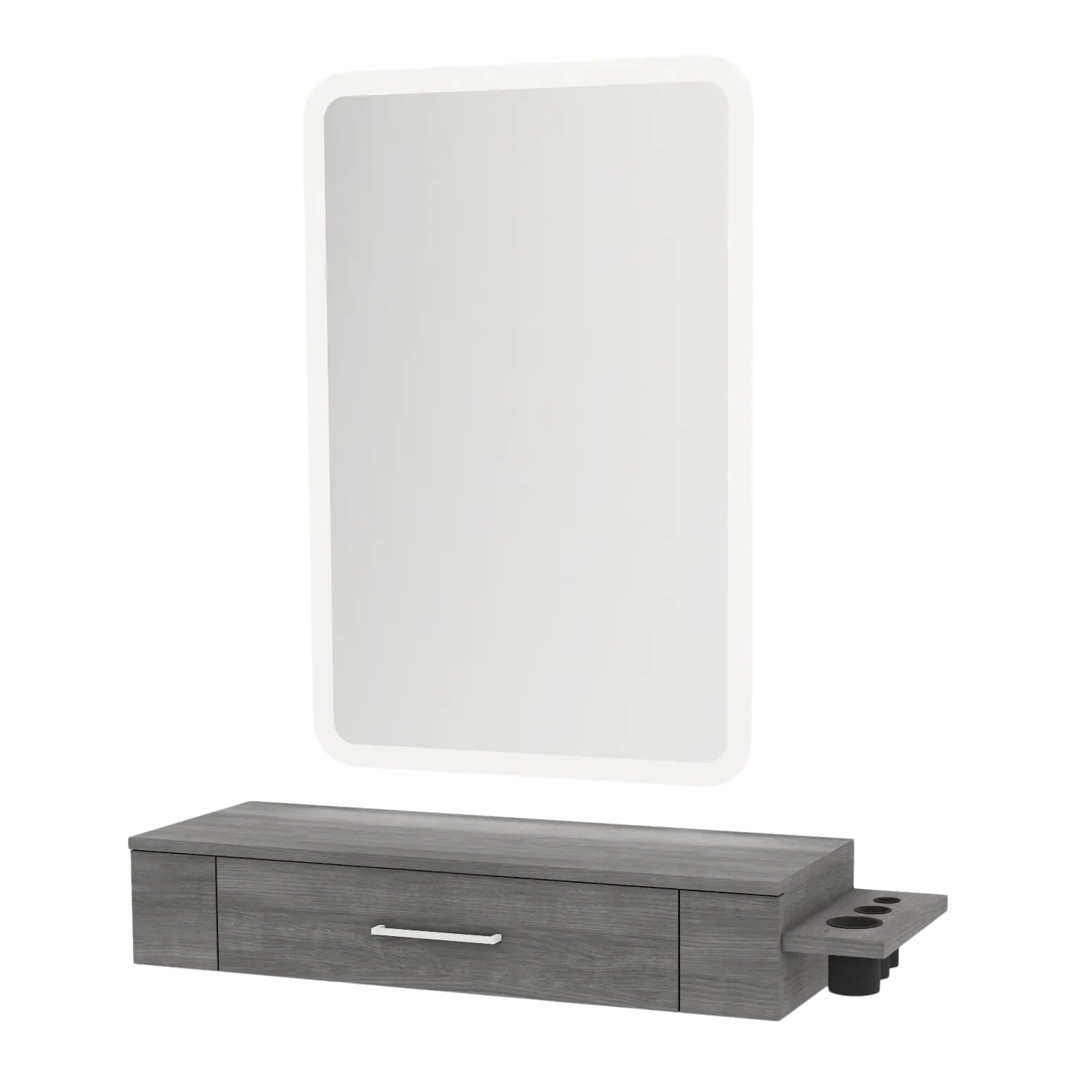 Nova Wall Mount Styling Station with Side-Mount Appliance Holder and Illuminate LED Mirror