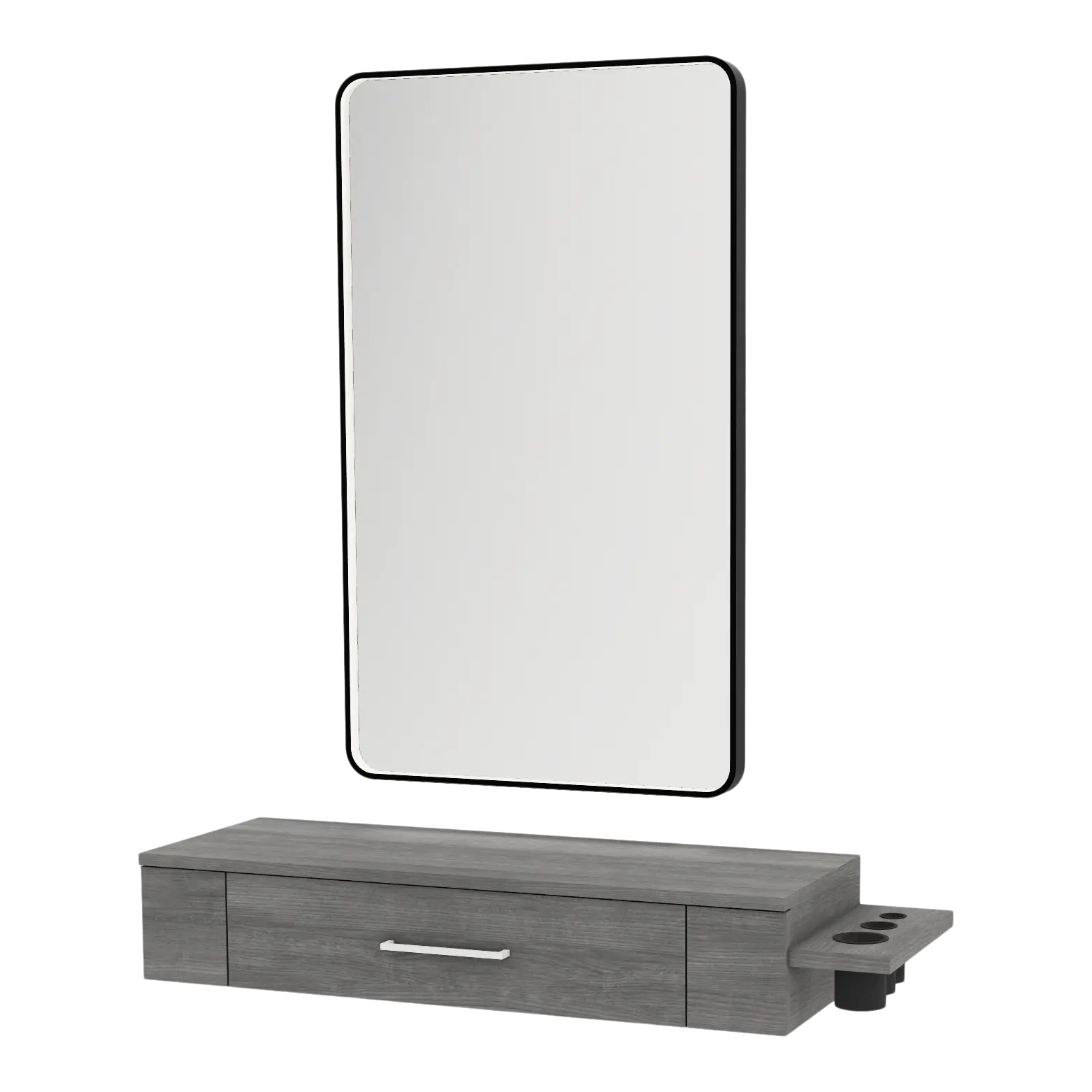 Nova Wall Mount Styling Station with Side-Mount Appliance Holder and Black Rectangle Westin Mirror