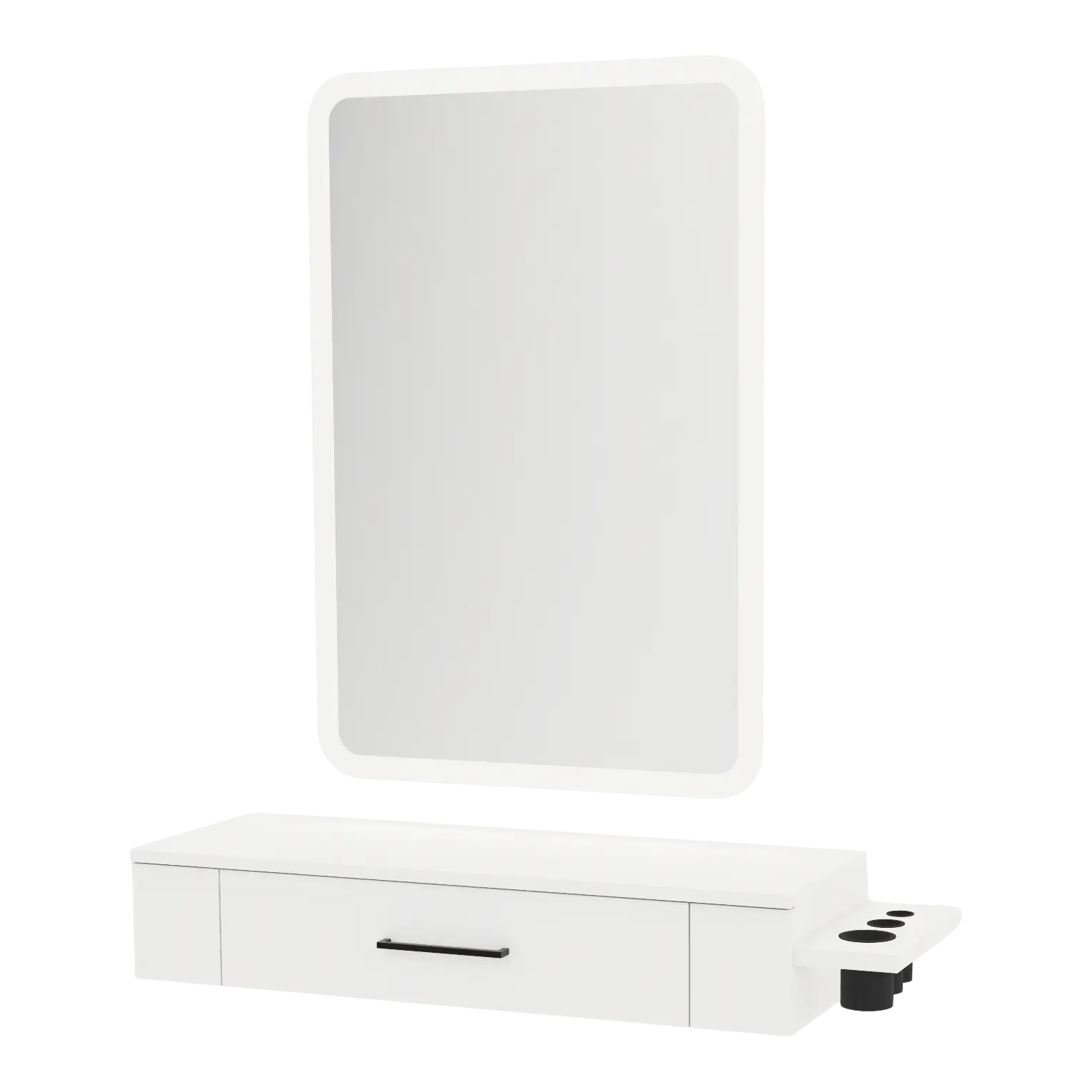 Nova Wall Mount Styling Station with Side-Mount Appliance Holder and Illuminate LED Mirror