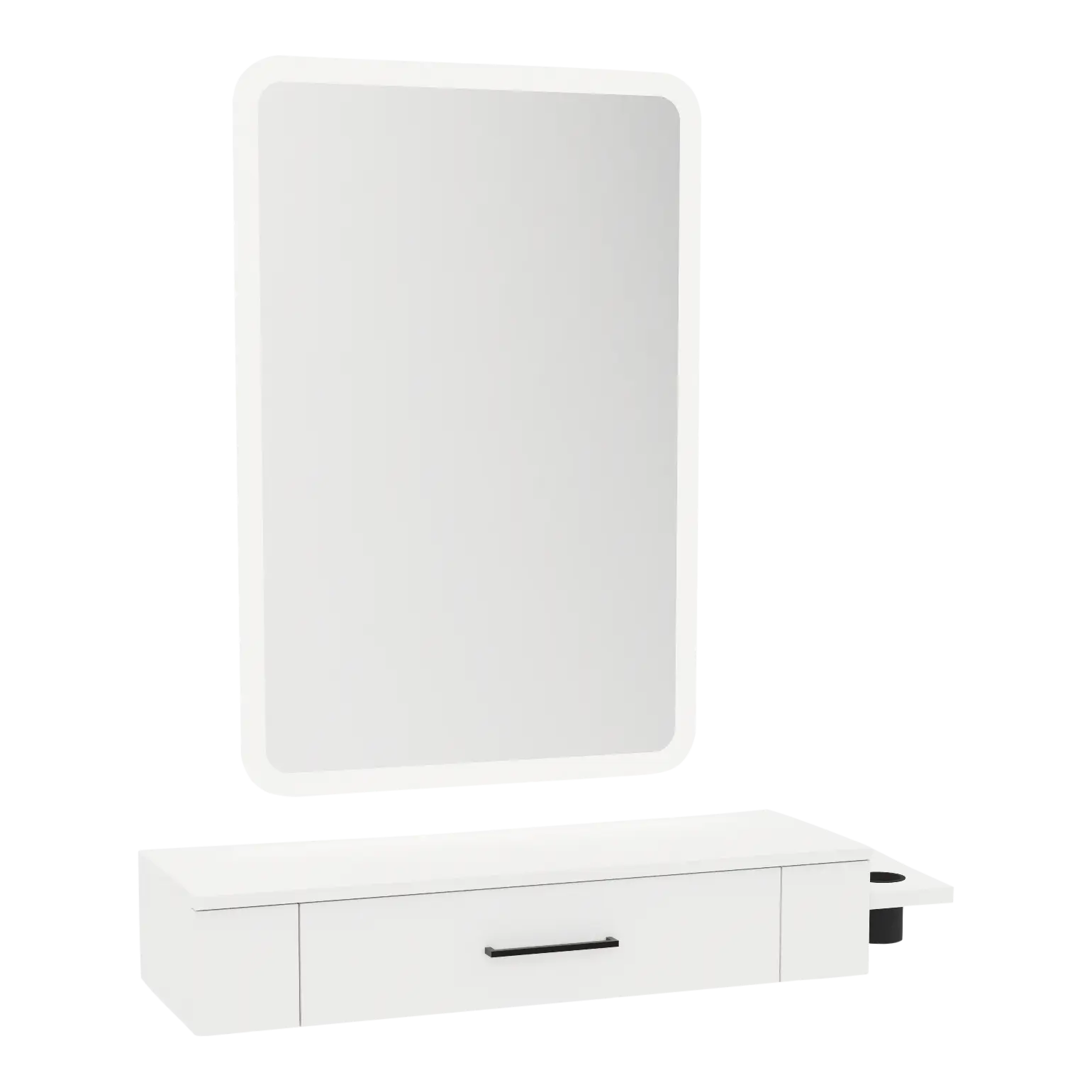 Nova Wall Mount Styling Station with Side-Mount Appliance Holder and Illuminate LED Mirror