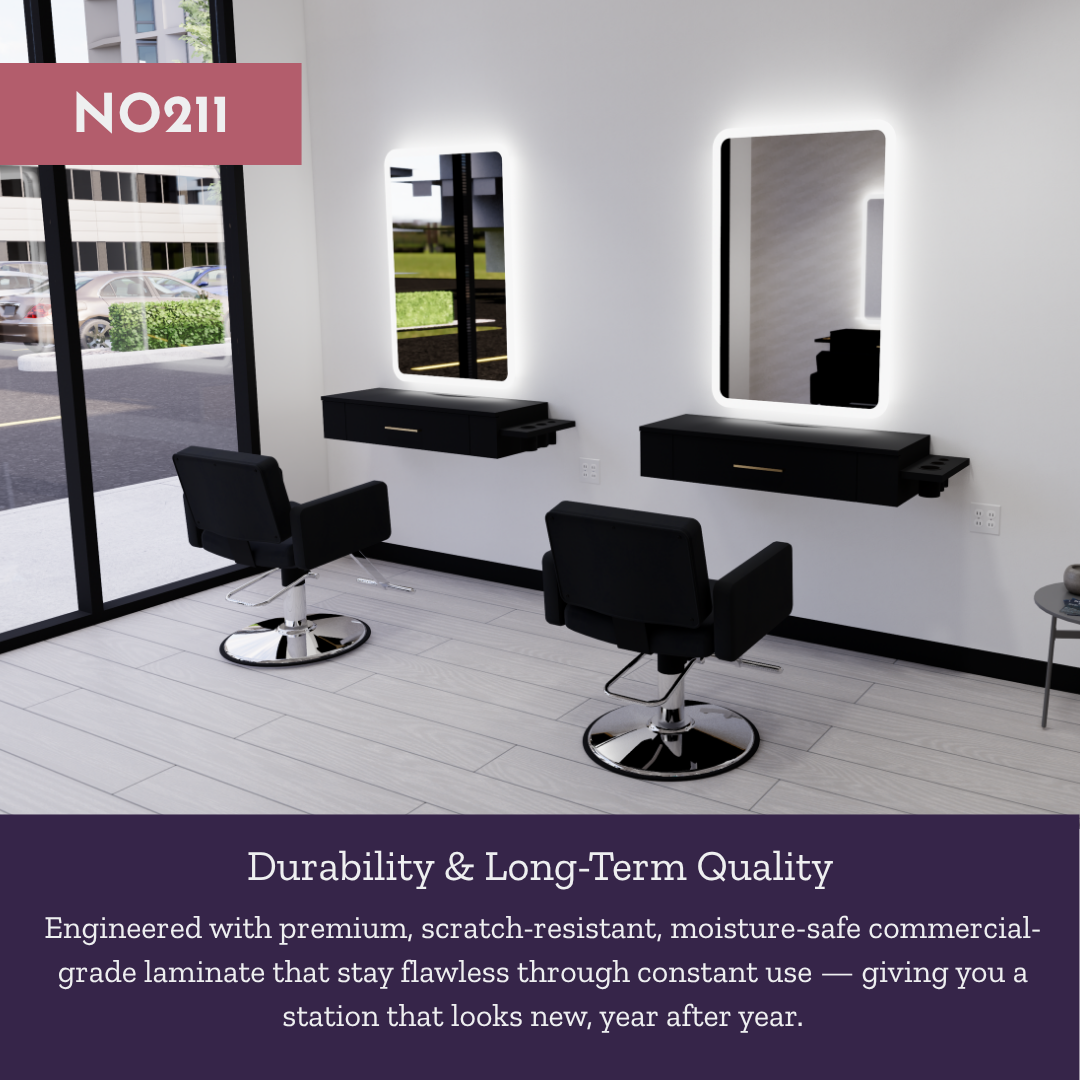 Nova Wall Mount Styling Station with Side-Mount Appliance Holder and Illuminate LED Mirror