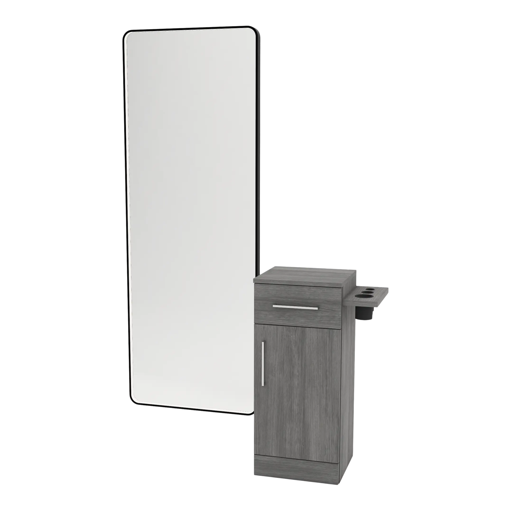 Nova Tower Free Standing Styling Station with Side-Mount Appliance Holder and Black Full-Length Rectangle Westin Mirror