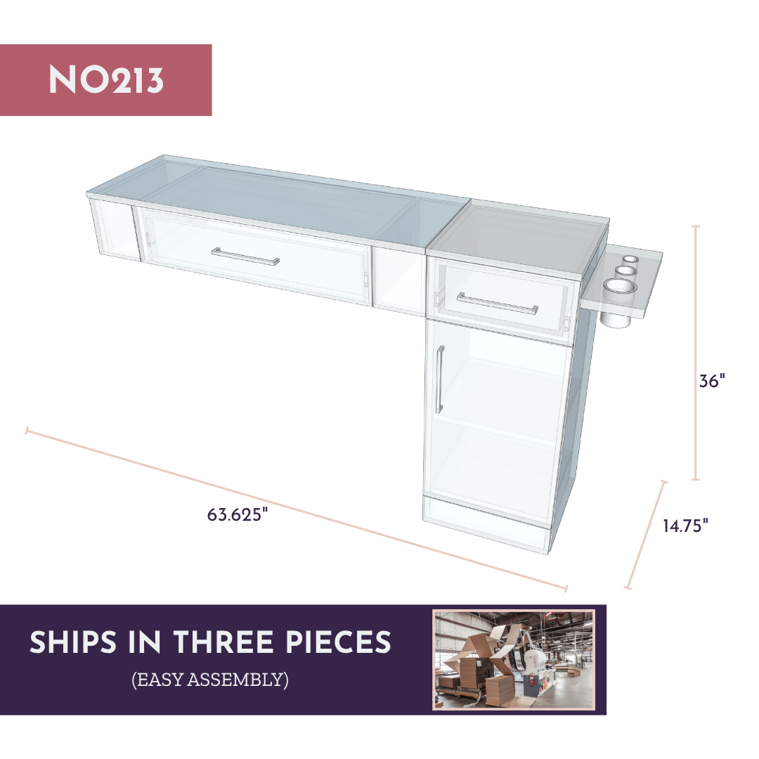 Nova Wall Mount Styling Station with Side-Mount Appliance Holder and Black Rectangle Westin Mirror