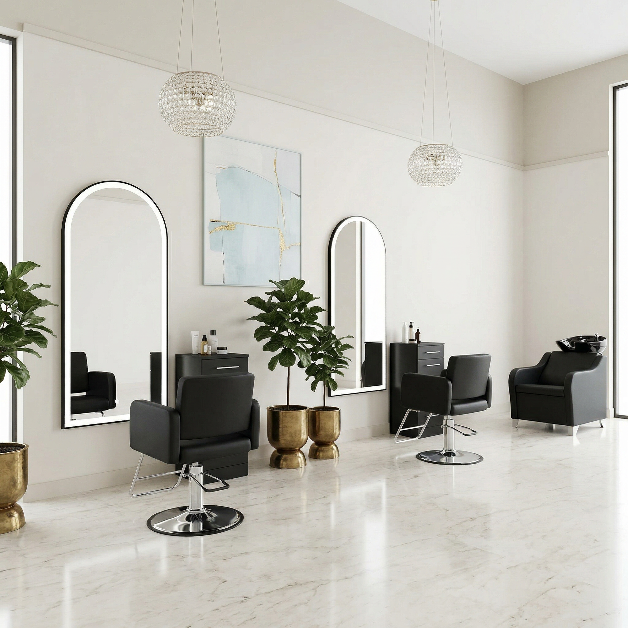 Salon Package D - Double Operator - Rococo Mobile Station, Atticus Styling Chair and Malia Shampoo Shuttle