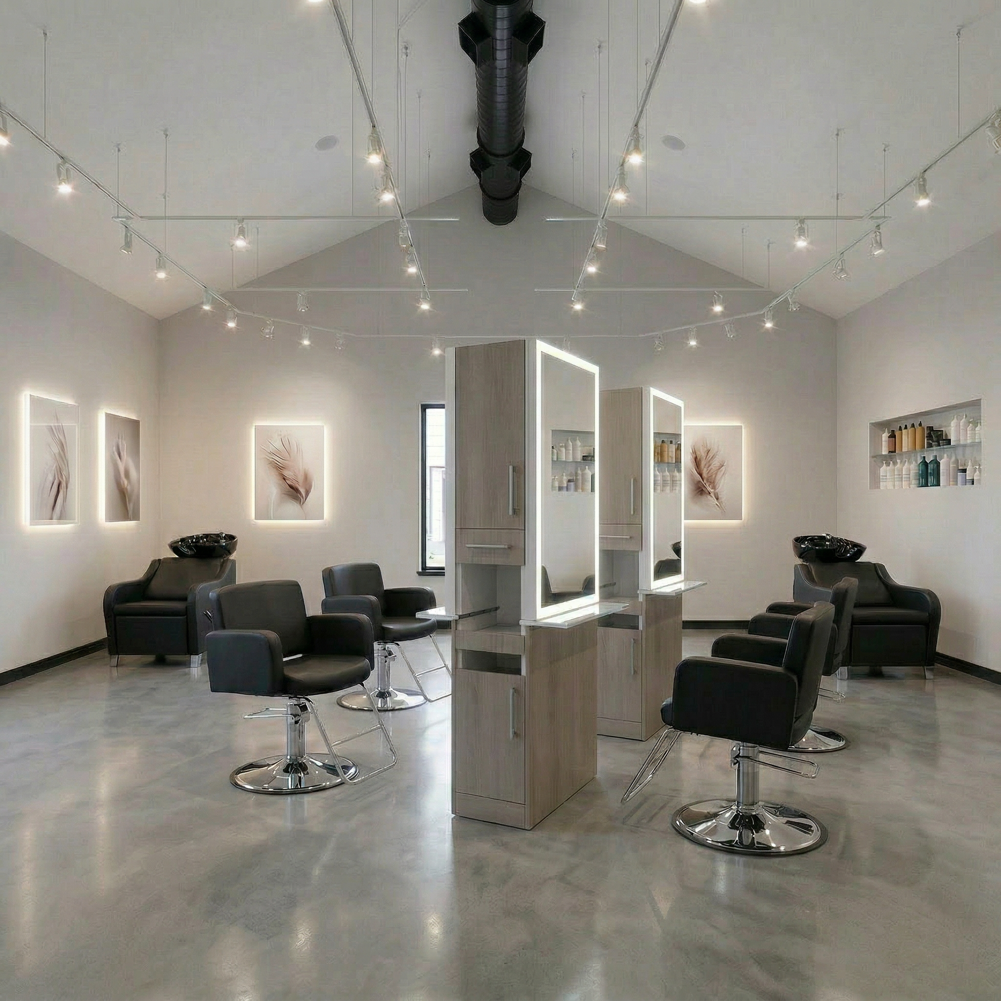 Salon Package J - Four Operator - Glo Back to Back Station, Atticus Styling Chair, Malia Shampoo Shuttle