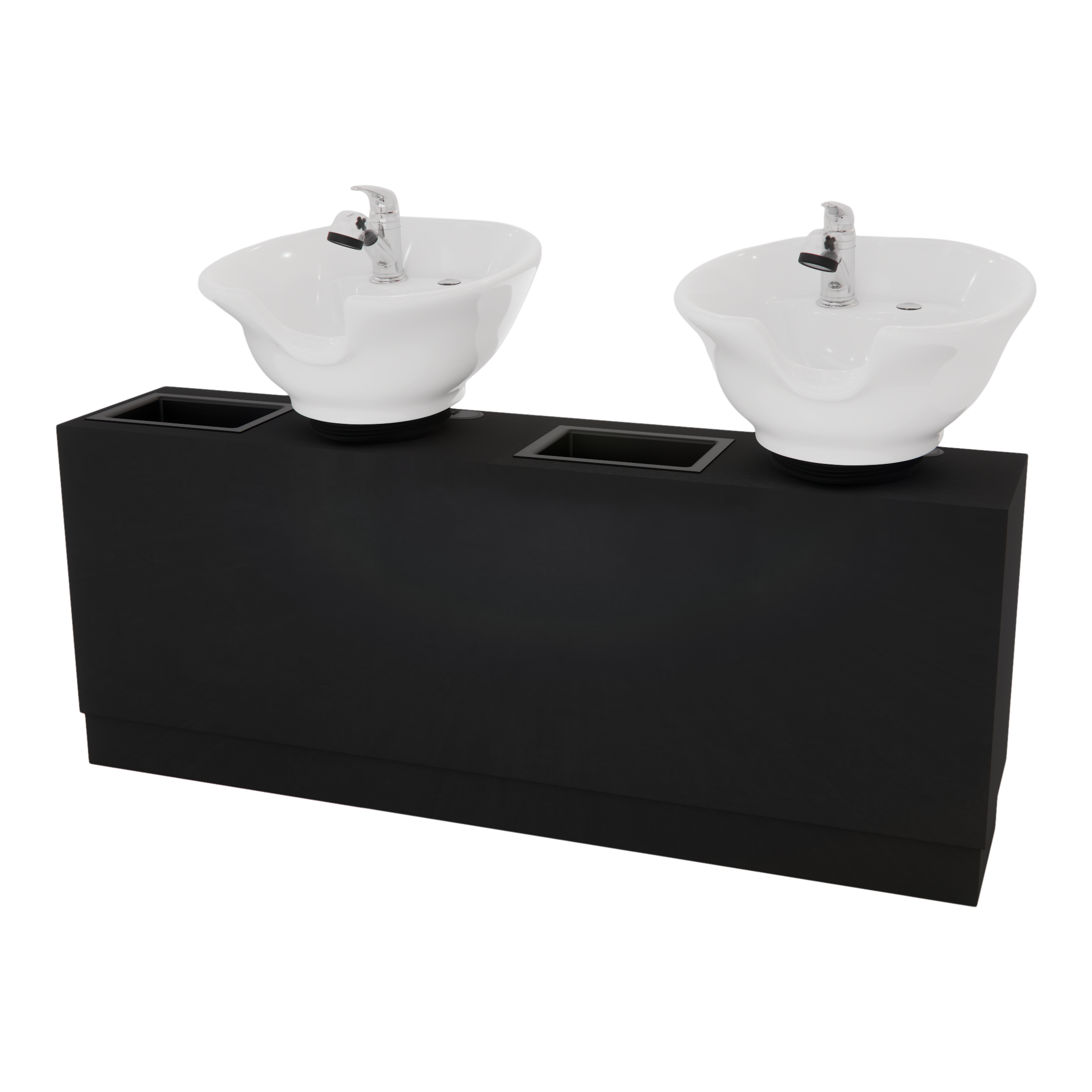 Rococo Double Shampoo Cabinet with Bottle Wells and Tilt Bowls