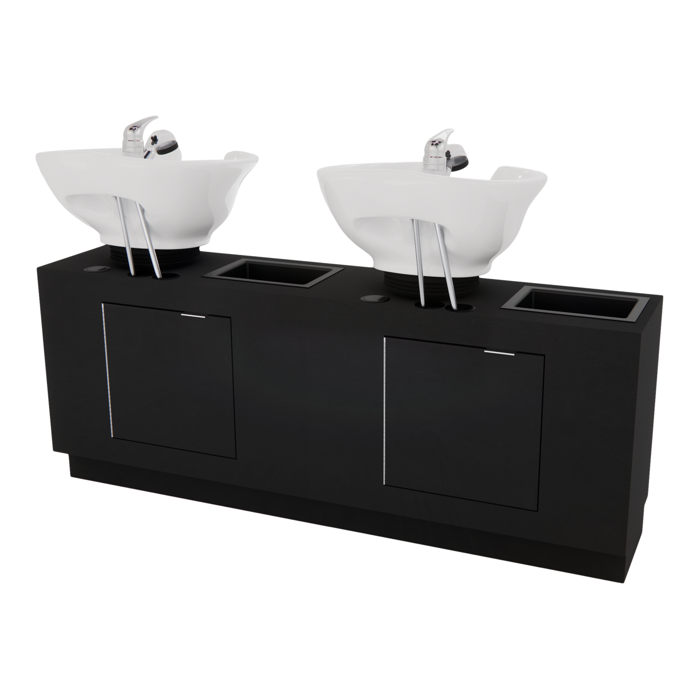 Rococo Double Shampoo Cabinet with Bottle Wells and Tilt Bowls