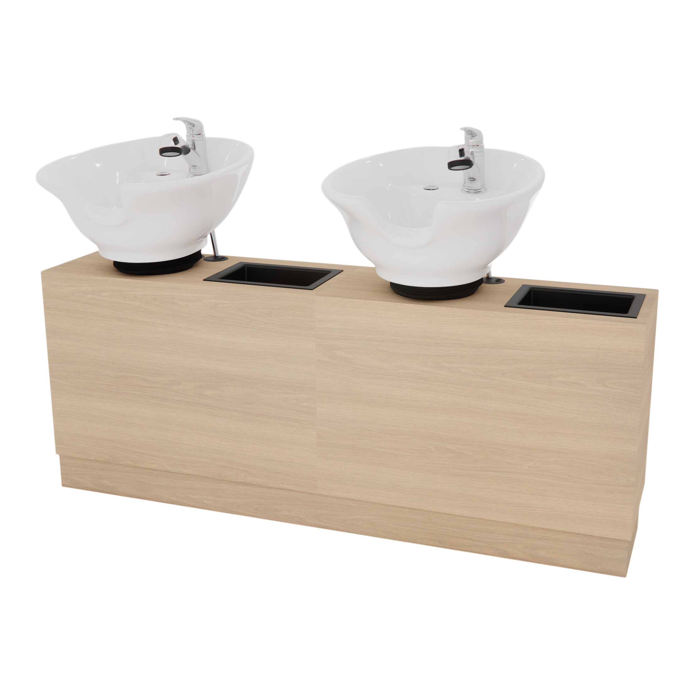 Rococo Double Shampoo Cabinet with Bottle Wells and Tilt Bowls