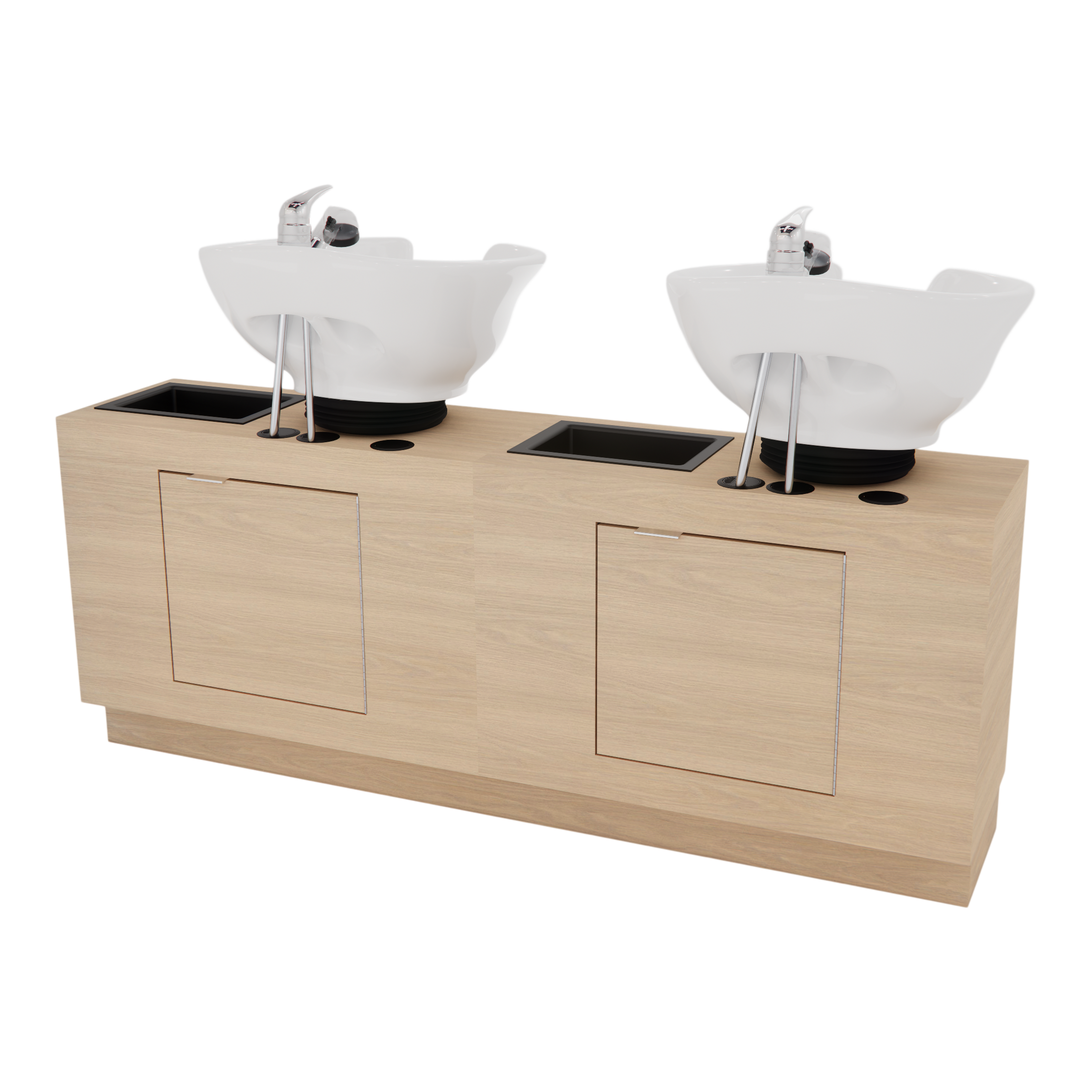 Rococo Double Shampoo Cabinet with Bottle Wells and Tilt Bowls