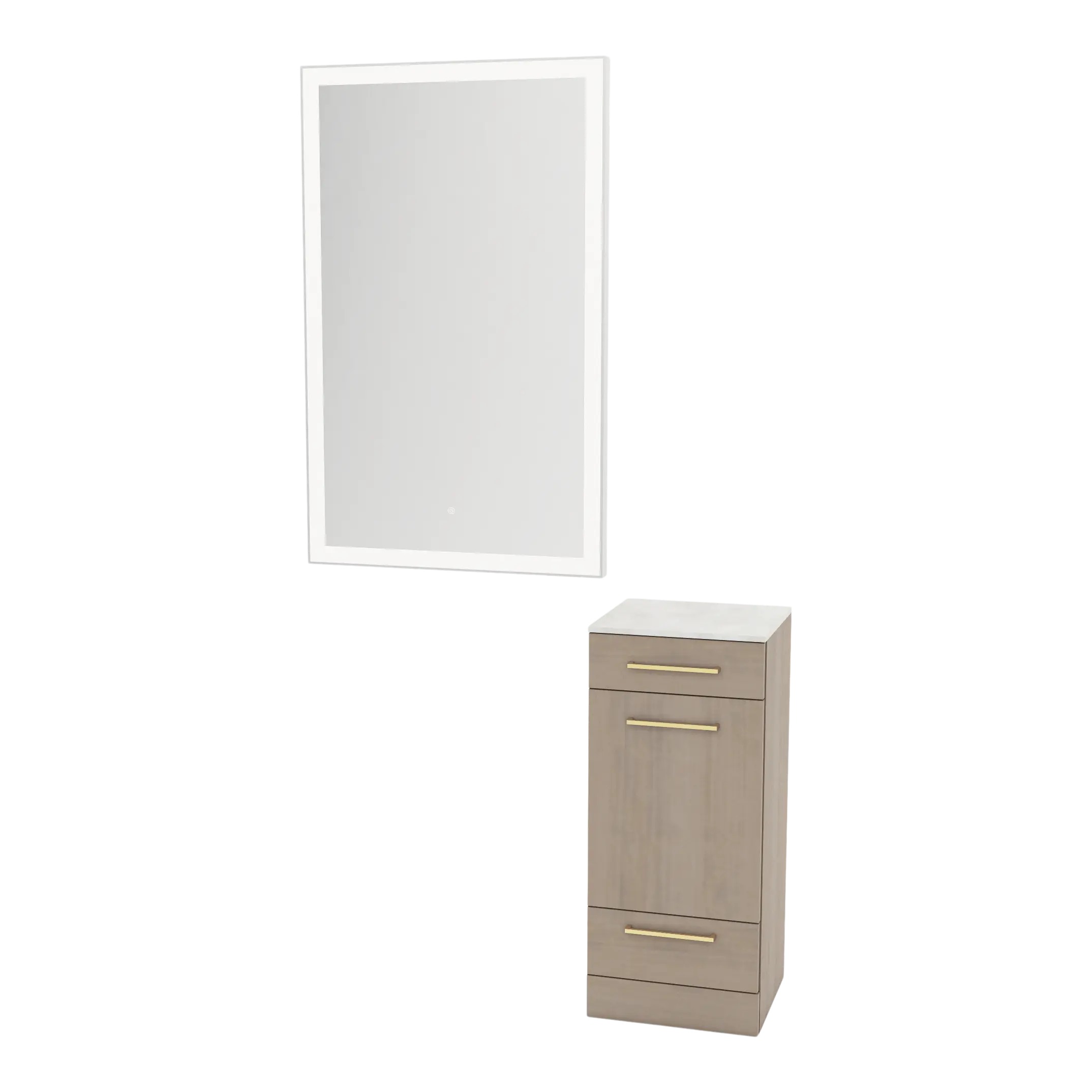 Rococo Mobile Styling Station with Tilt-out Appliance Holder, Solid Surface Countertop, and Silver Rectangle Glo Mirror