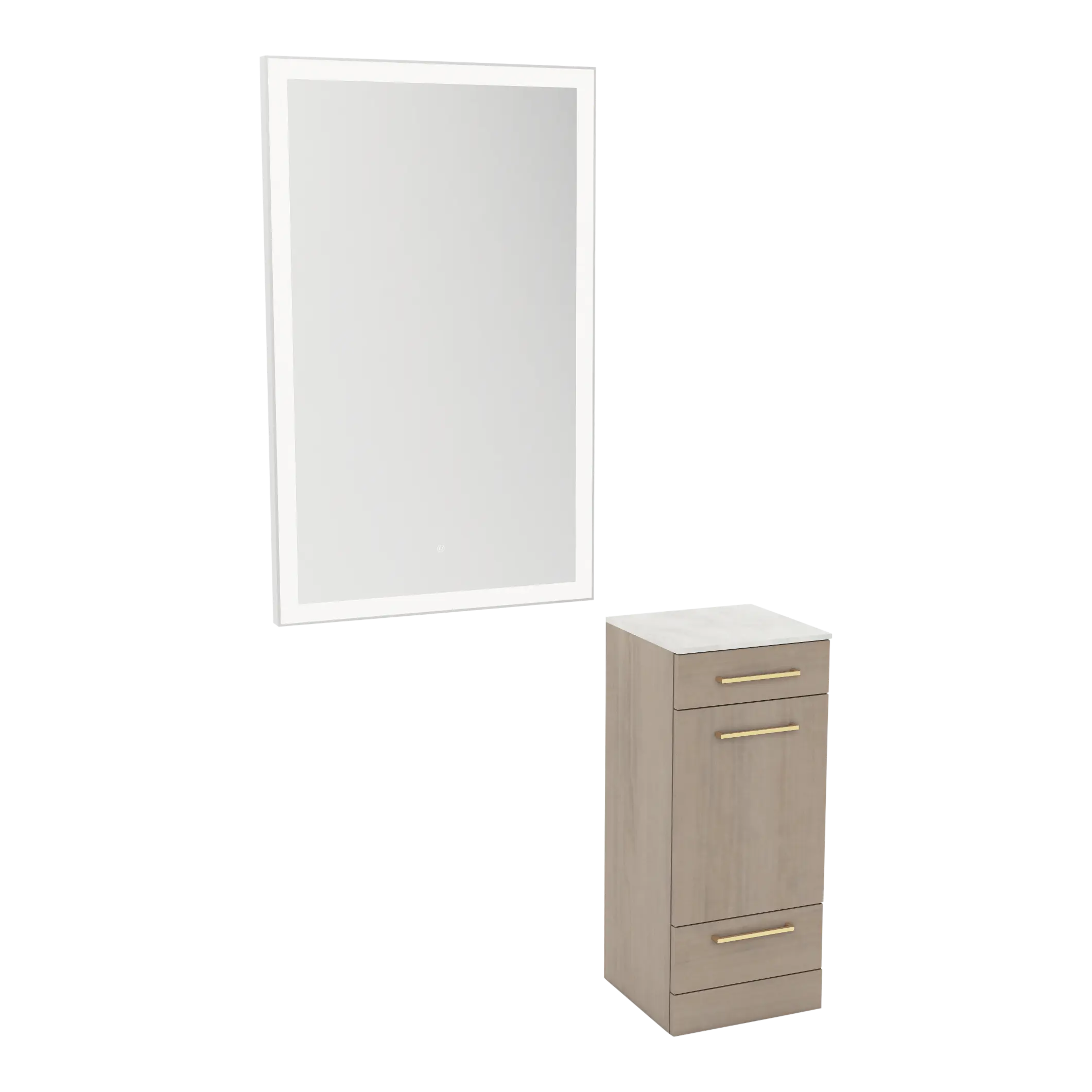 Rococo Mobile Styling Station with Tilt-out Appliance Holder, Solid Surface Countertop, and Silver Rectangle Glo Mirror